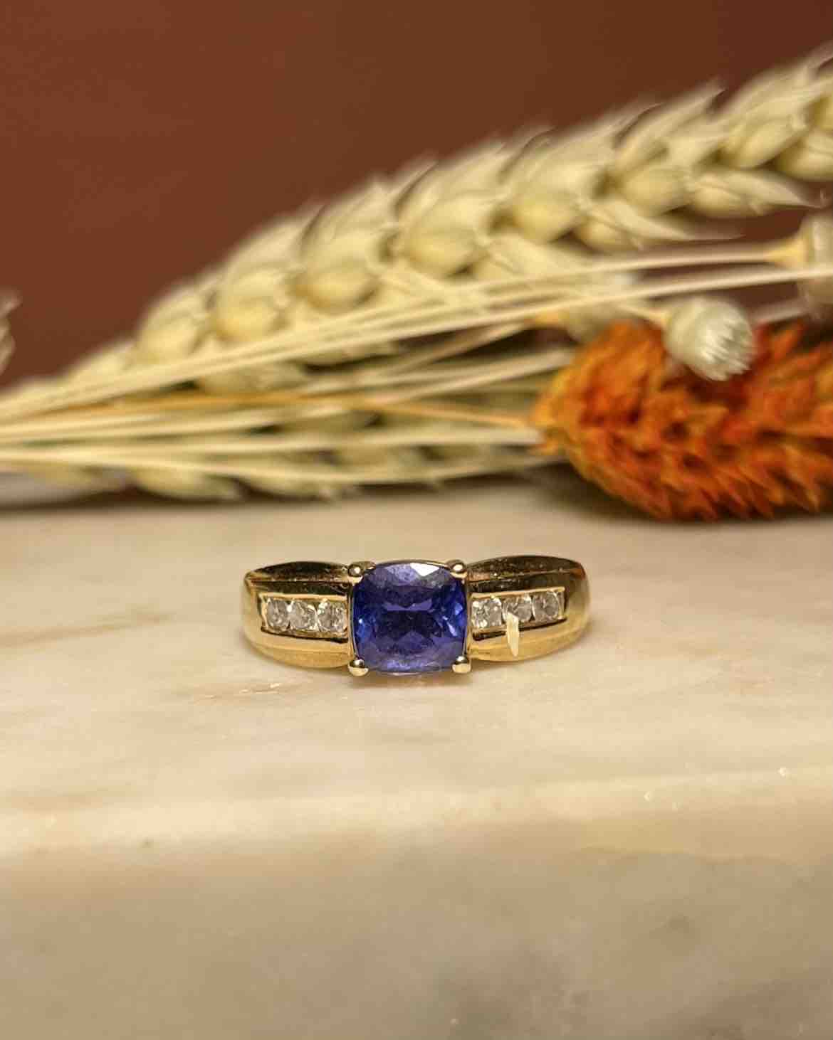 Bague Jonc Tanzanite & Diamants "Iliana" - Elliade Paris