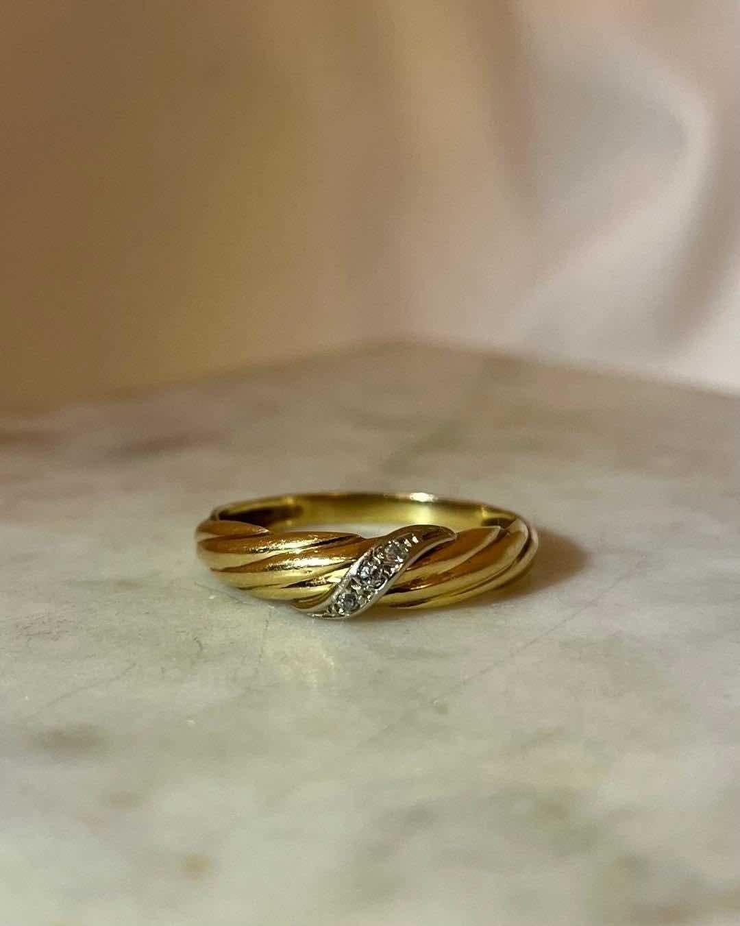 Bague jonc torsadée diamants "Marina" - Elliade Paris