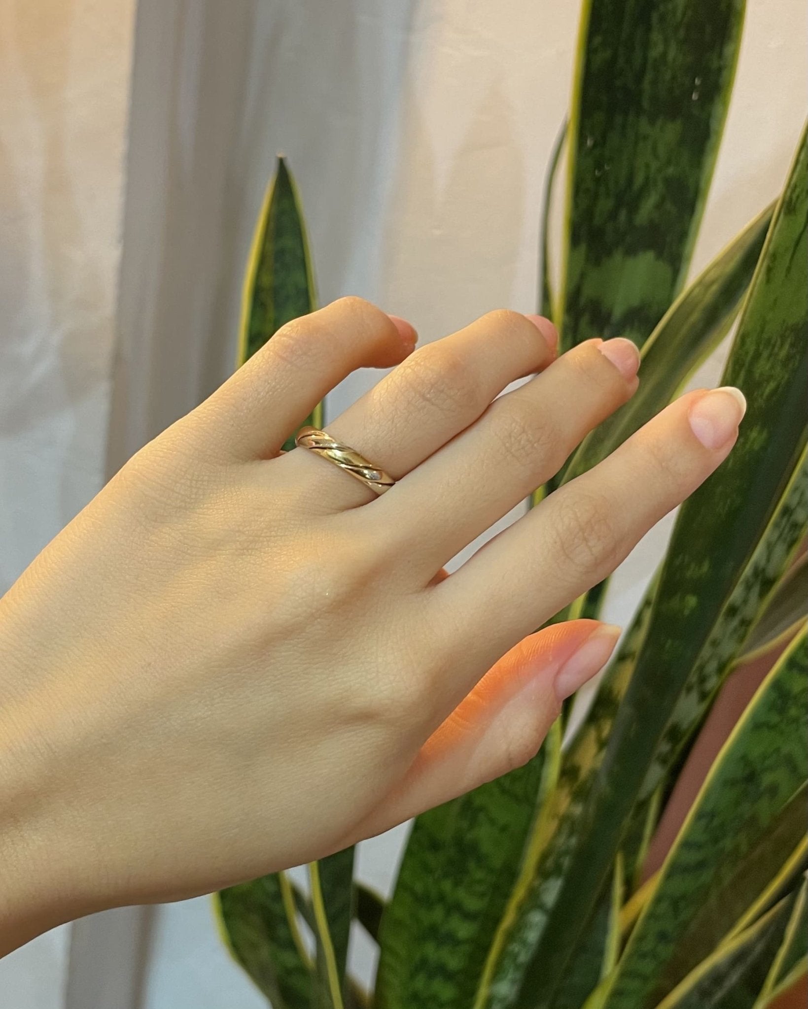 Bague Jonc Torsadée Trois Ors "Joceline" - Elliade Paris