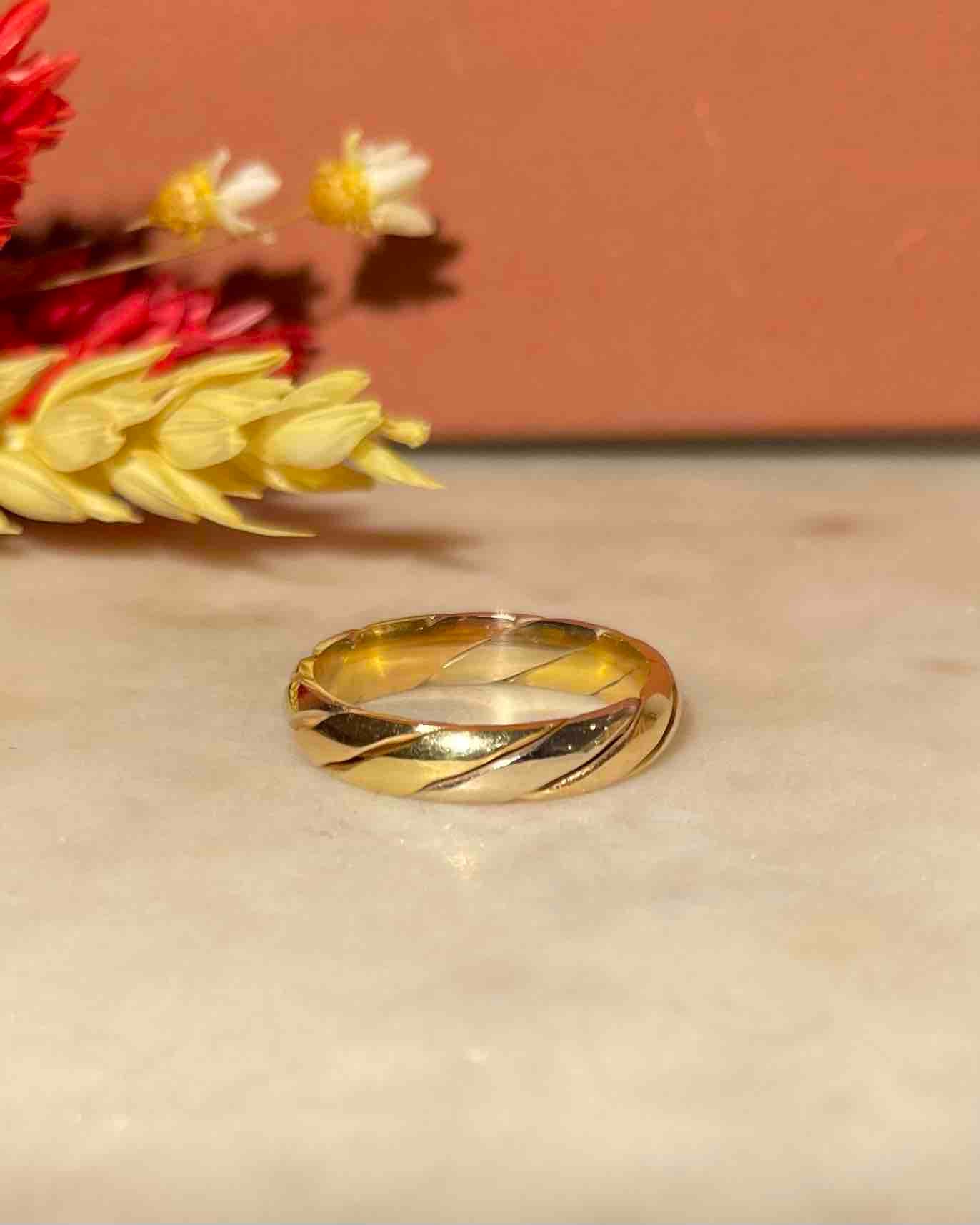 Bague Jonc Torsadée Trois Ors "Joceline" - Elliade Paris