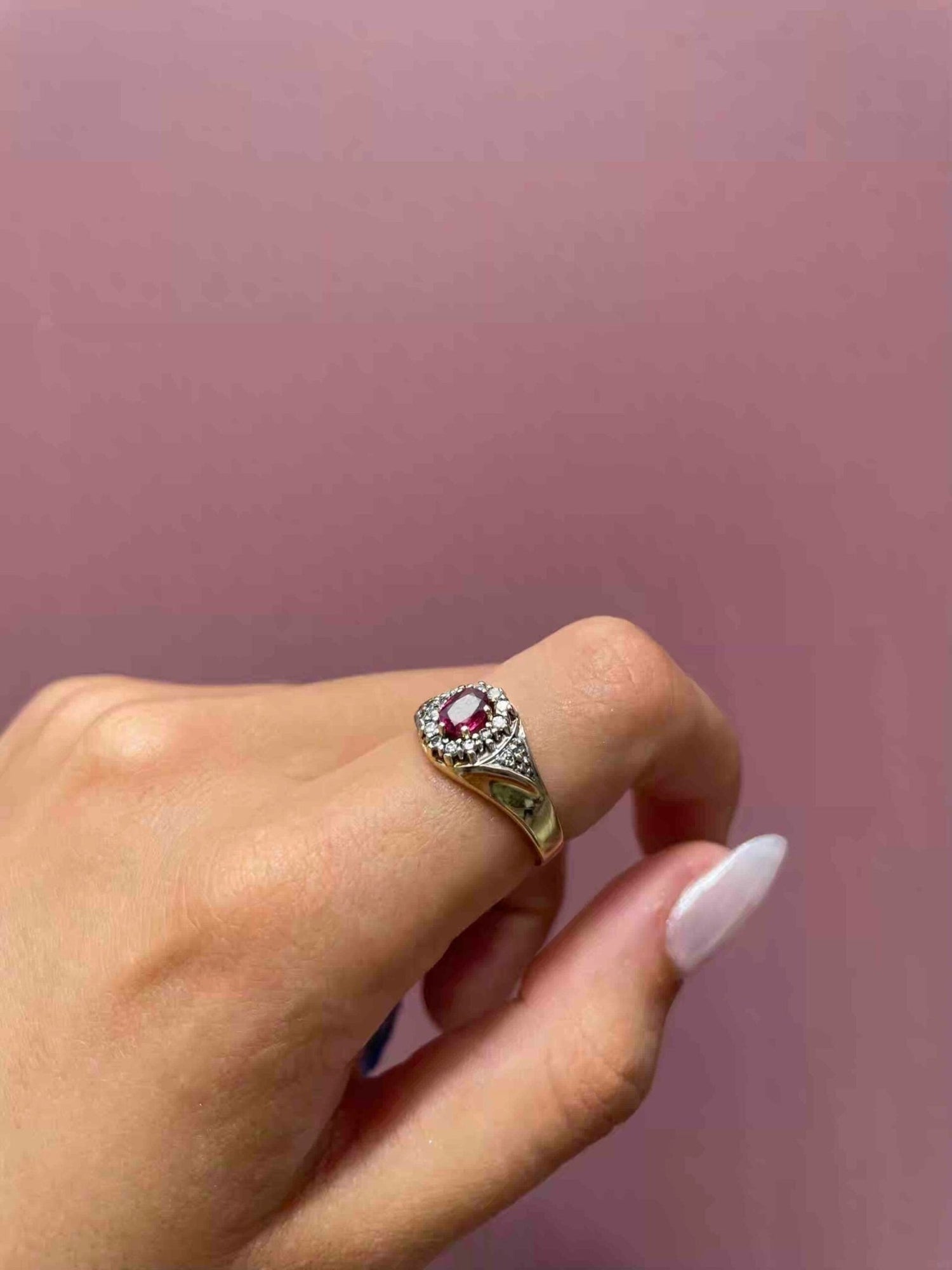 Bague Jonc Tourbillon Diamants & Rubis "Perine" - Elliade Paris