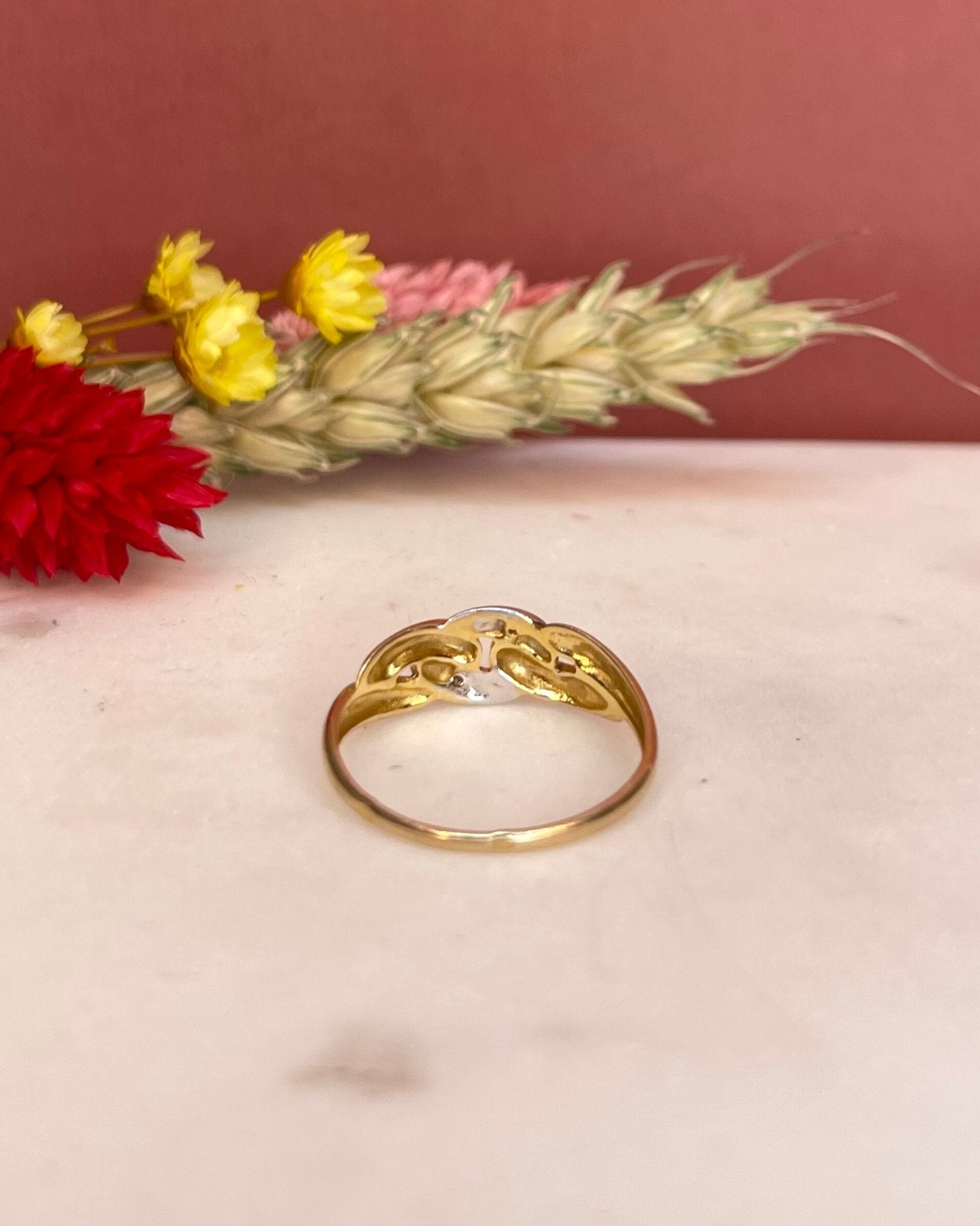 Bague Jonc Vintage Diamants "Colombe" - Elliade Paris