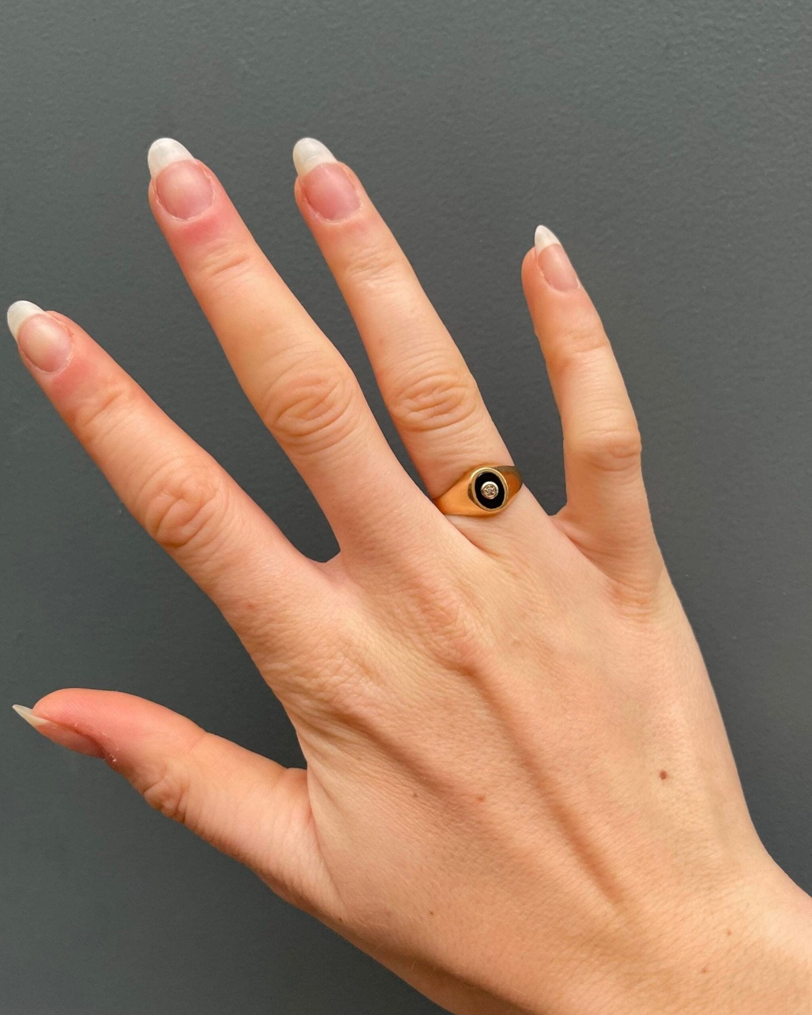 Bague Jonc vintage Onyx et Diamant "Nyssa" - Elliade Paris
