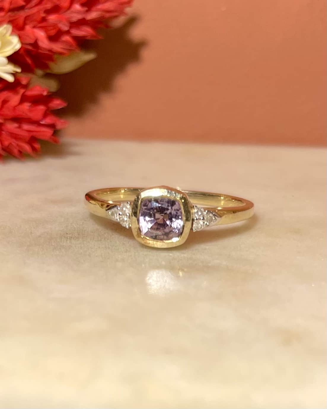 "Silvienne" Spinel & Diamond Trilogy Ring