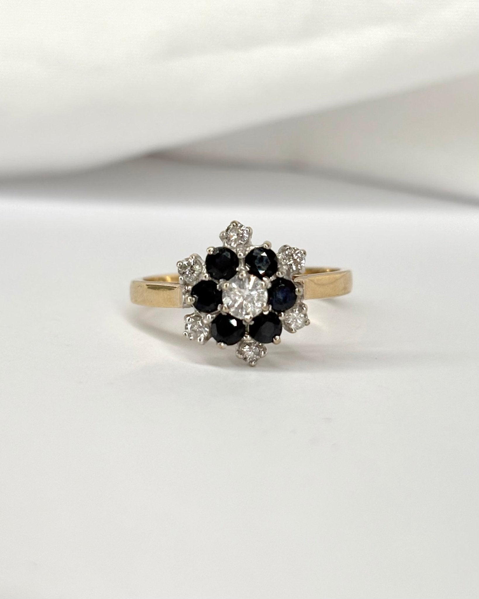 Bague Marguerite Saphirs Diamants 