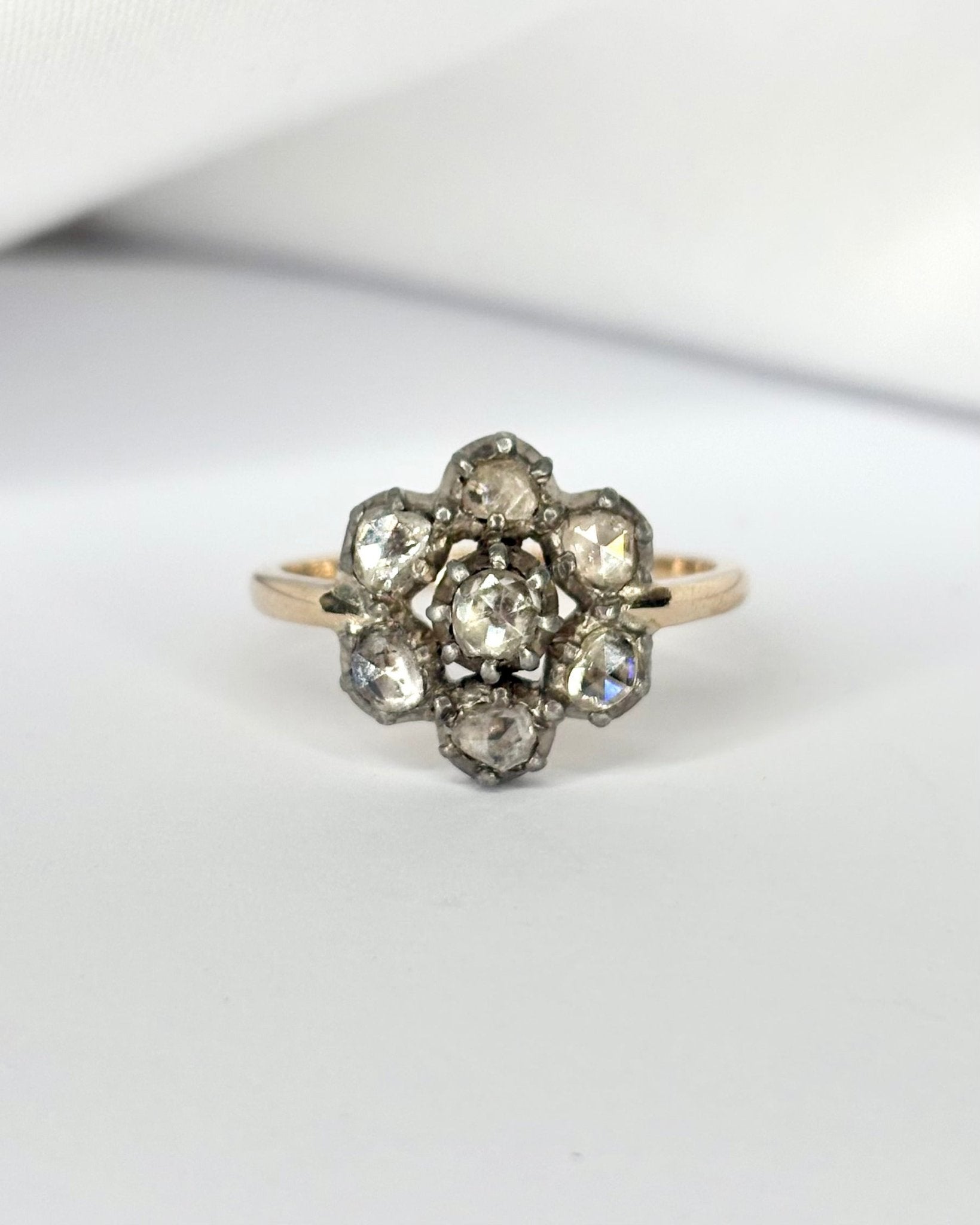 Bague Marguerite 7 Diamants Taille Rose "Charlaine" - Elliade Paris