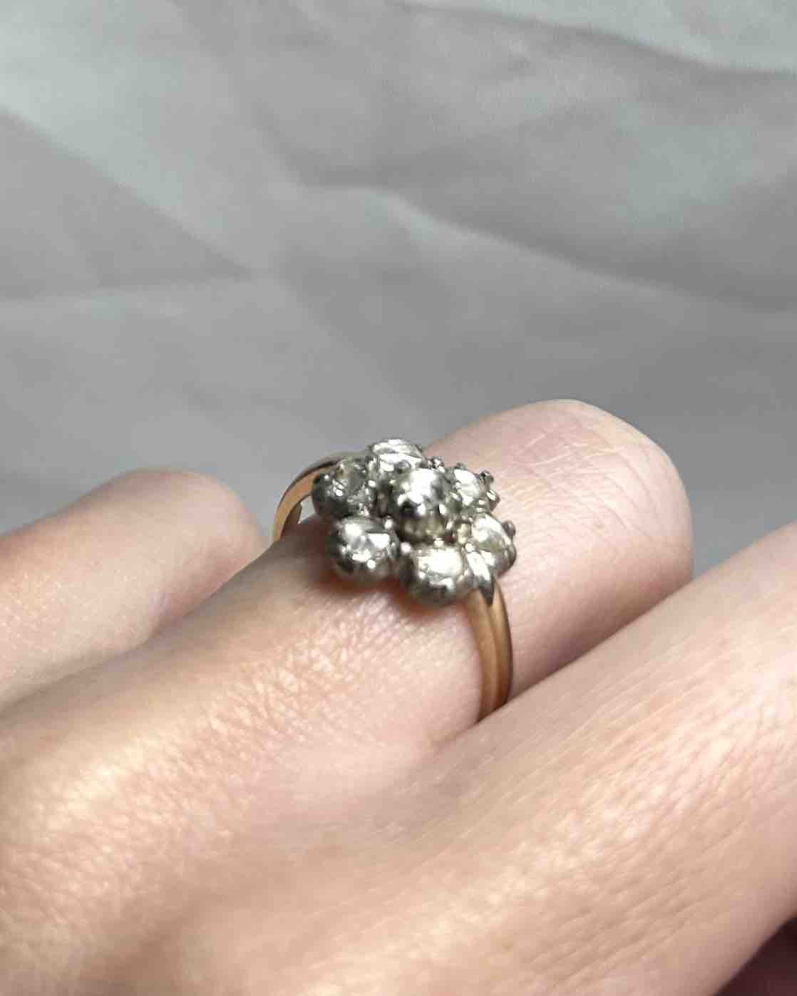 Bague Marguerite 7 Diamants Taille Rose "Charlaine" - Elliade Paris