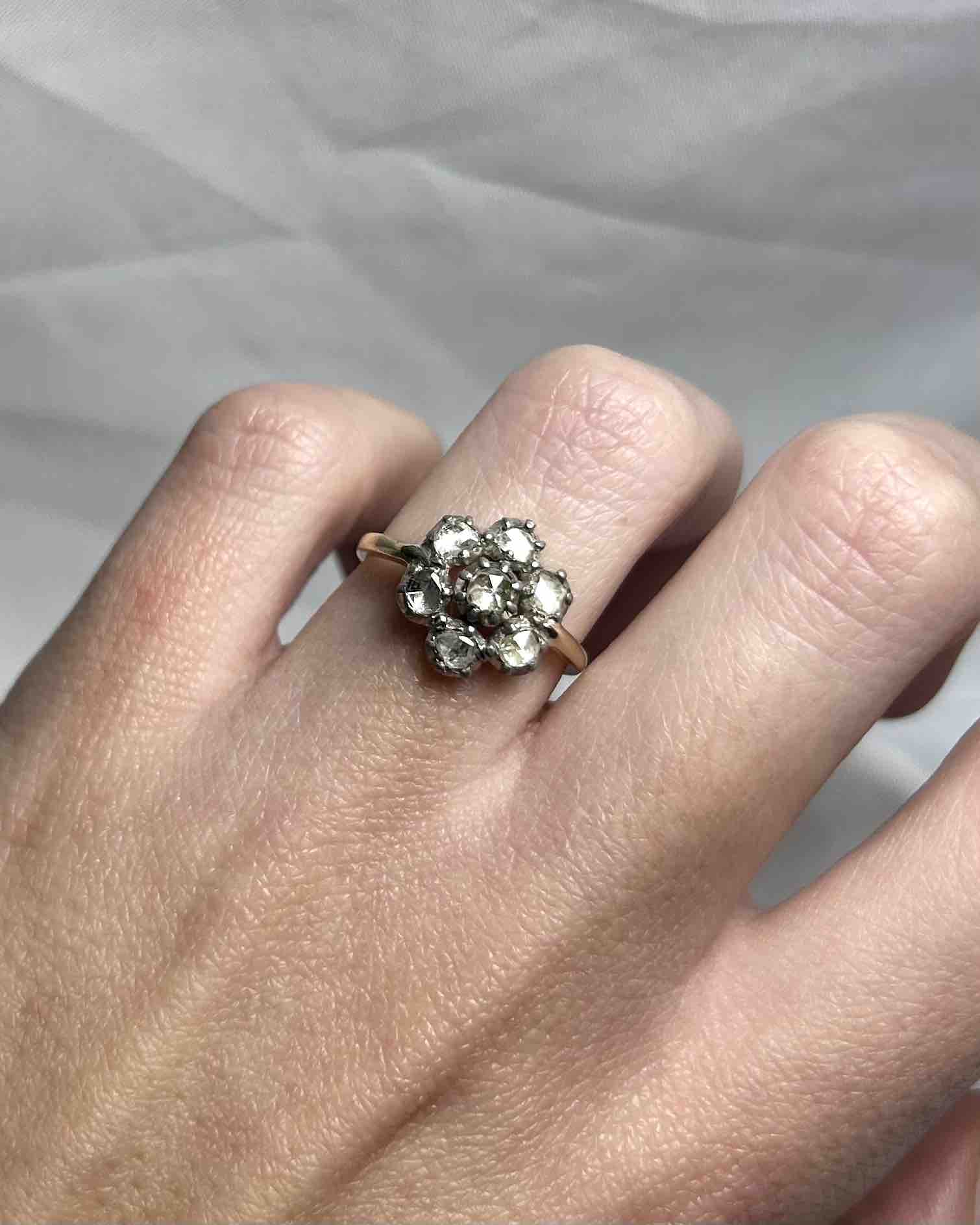 Bague Marguerite 7 Diamants Taille Rose "Charlaine" - Elliade Paris