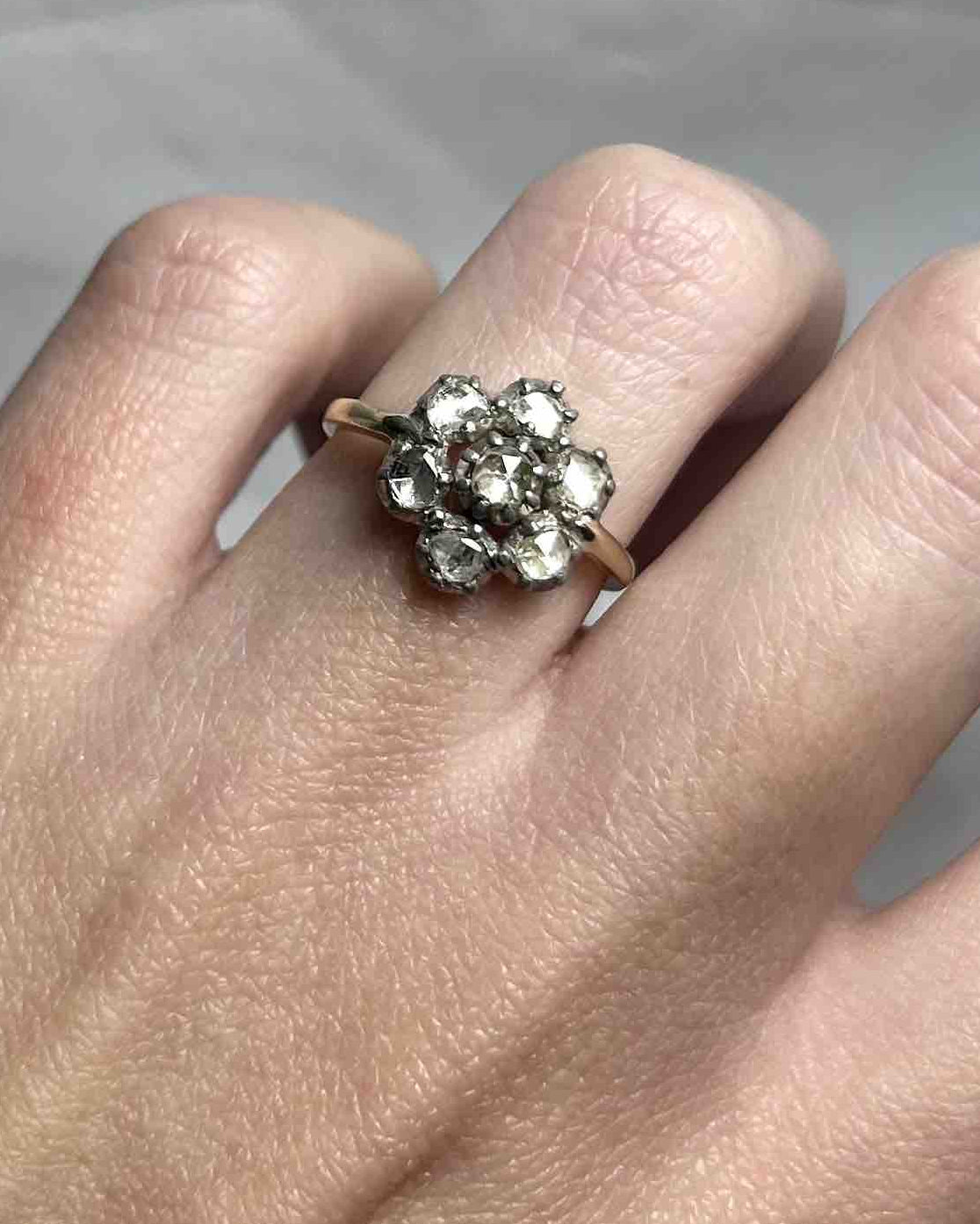 Bague Marguerite 7 Diamants Taille Rose "Charlaine" - Elliade Paris