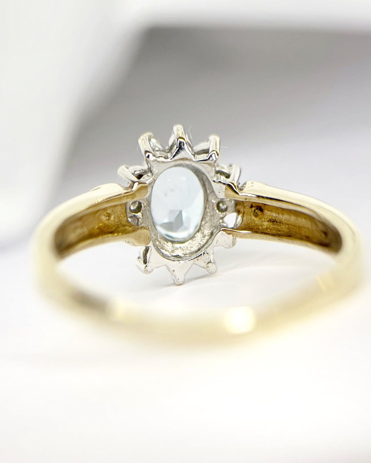 Bague Marguerite Aigue-Marine 0.52 carat & Diamants "Océane" - Elliade Paris