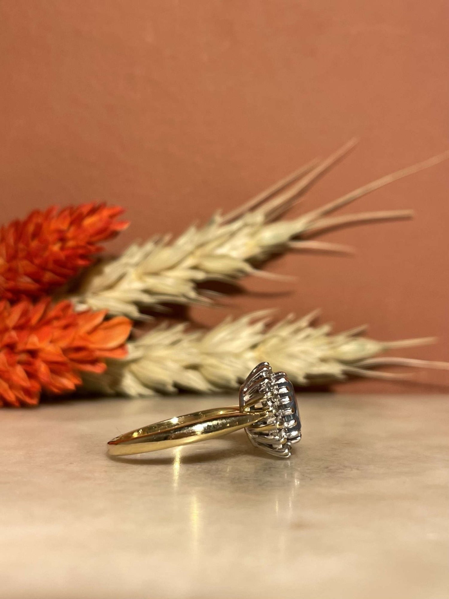 Bague Marguerite Aigue - Marine et Diamants "Aloya" - Elliade Paris