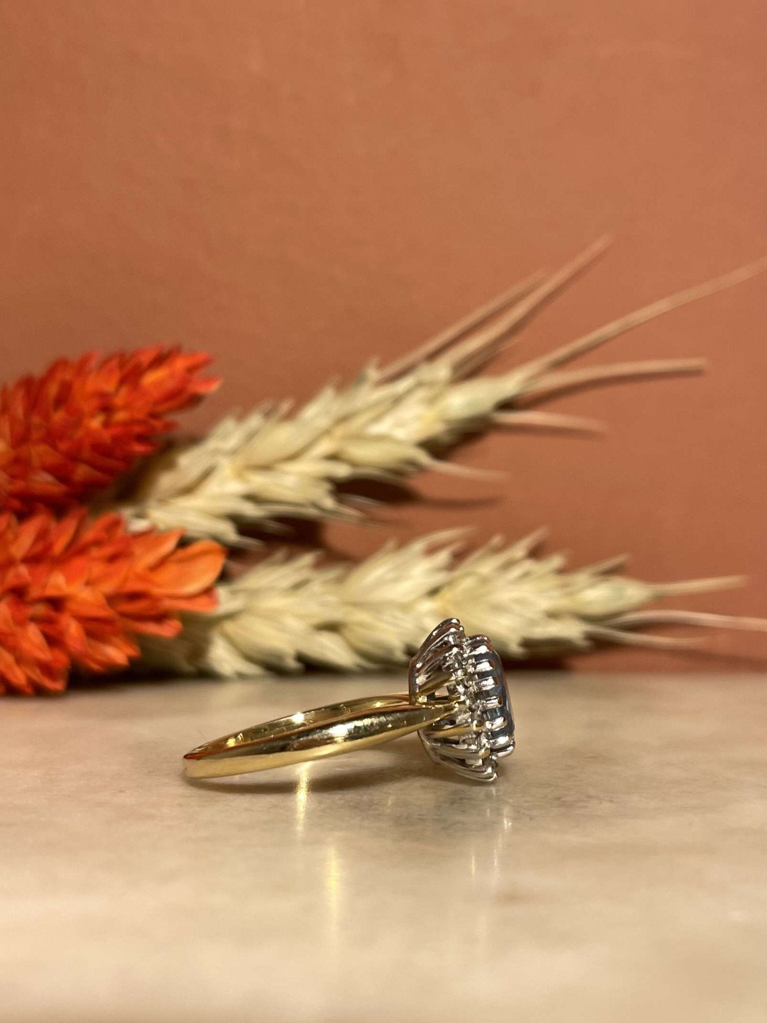 Bague Marguerite Aigue - Marine et Diamants "Aloya" - Elliade Paris