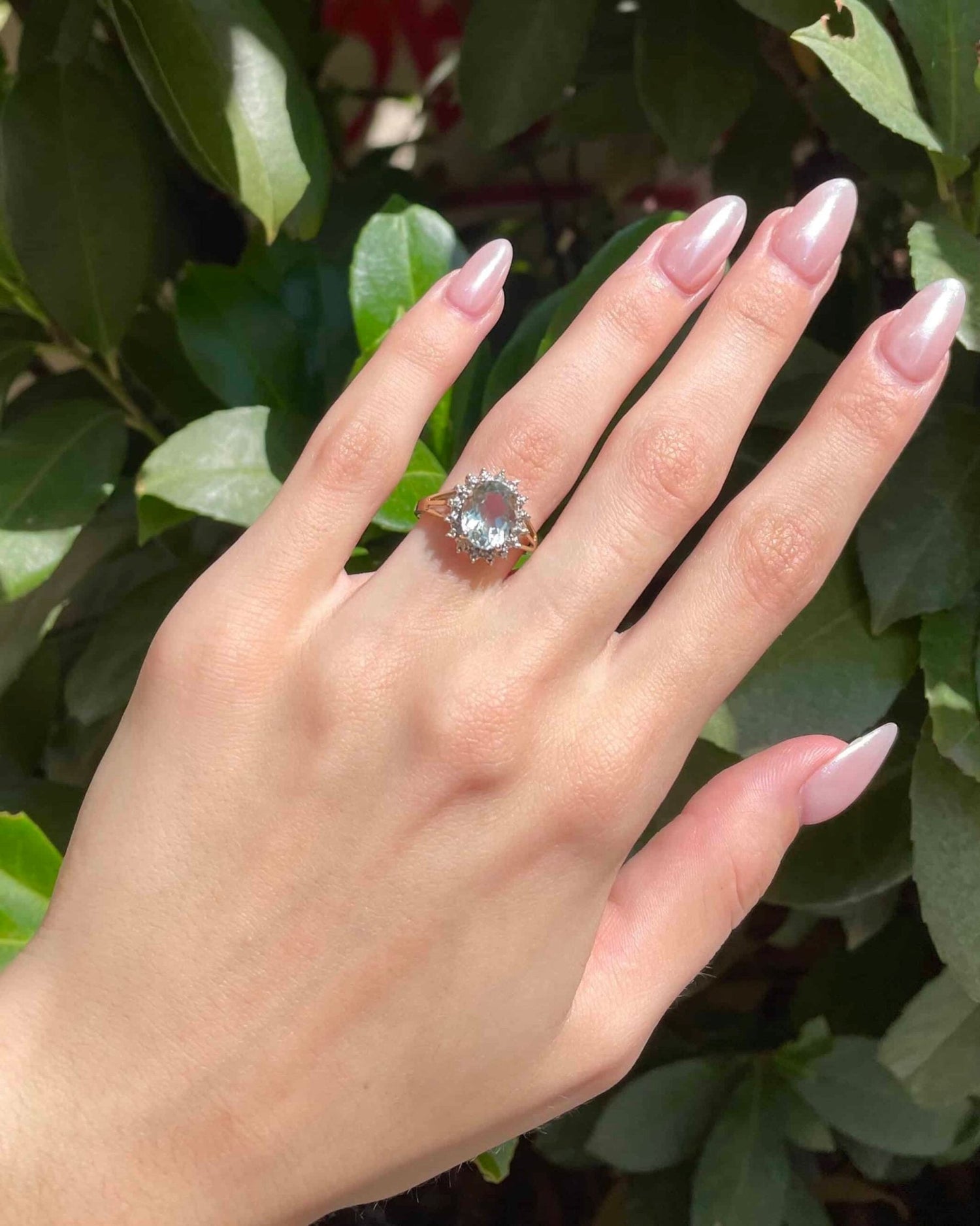 Bague Marguerite Aigue - Marine et Diamants "Jemima" - Elliade Paris