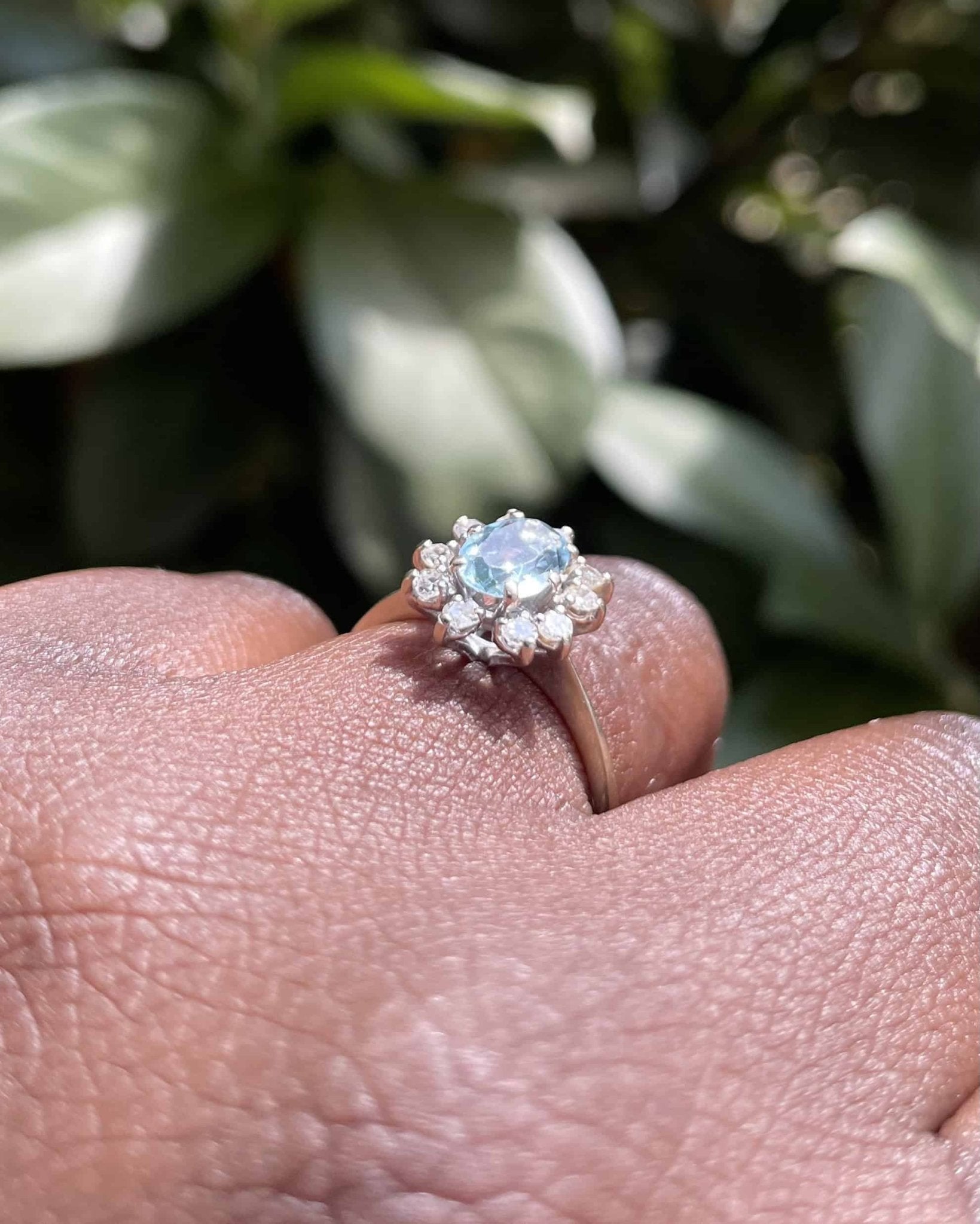 Bague Marguerite Aigue - Marine et Diamants "Umiko" - Elliade Paris
