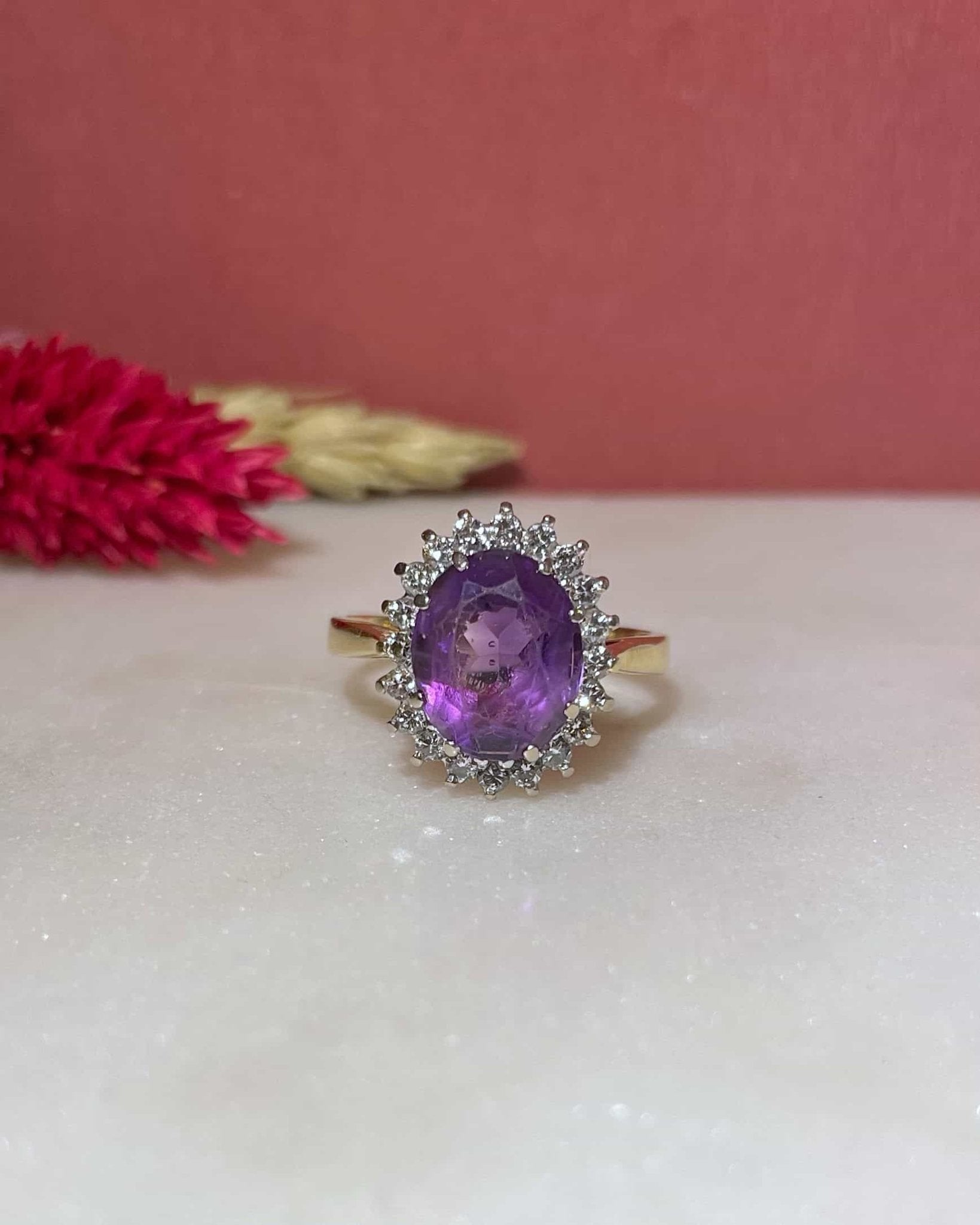 Bague Marguerite Améthyste 3 Carats & 20 Diamants "Noa" - Elliade Paris