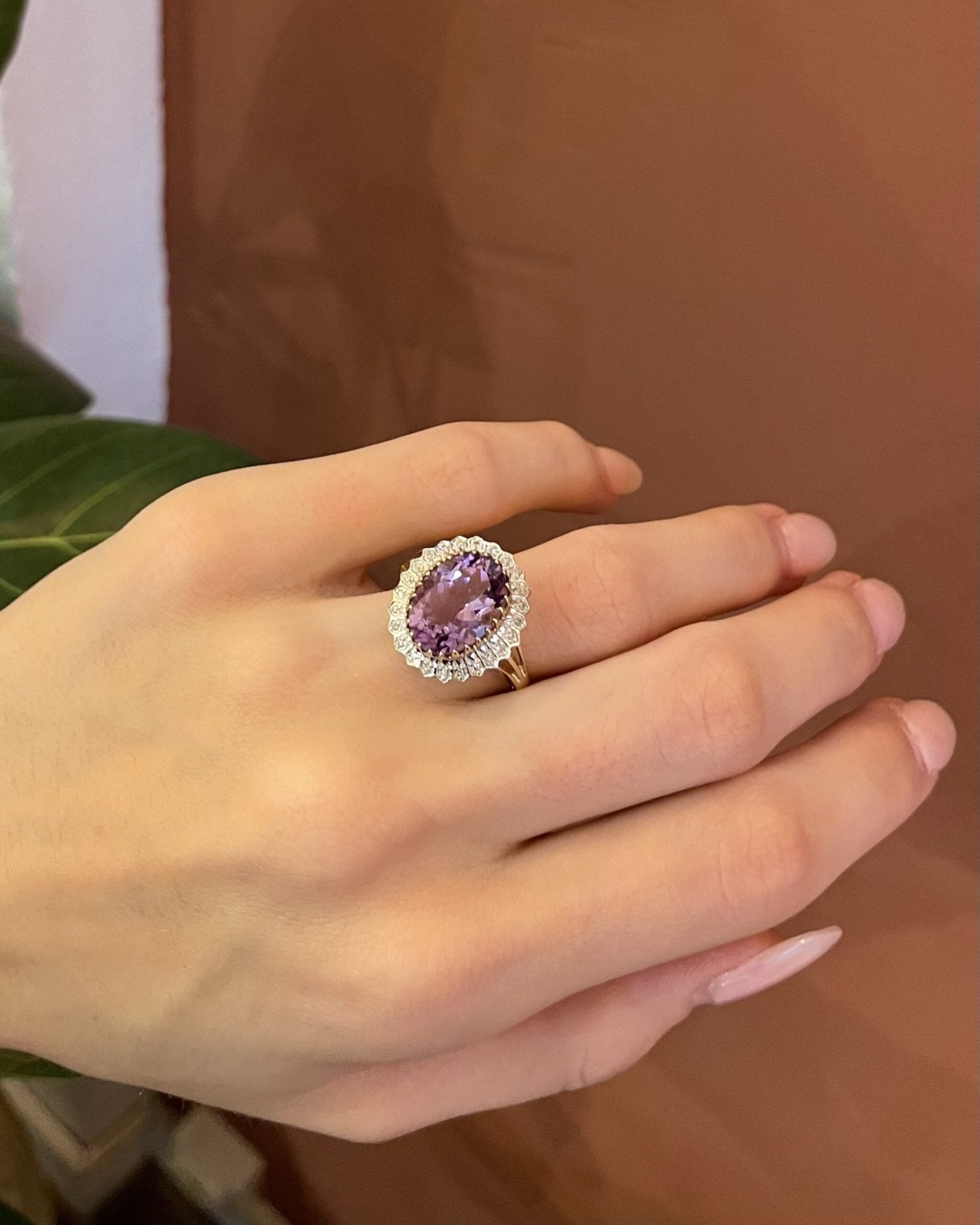 Bague Marguerite Améthyste 7.50 carats & Diamants "Evaëlle" - Elliade Paris