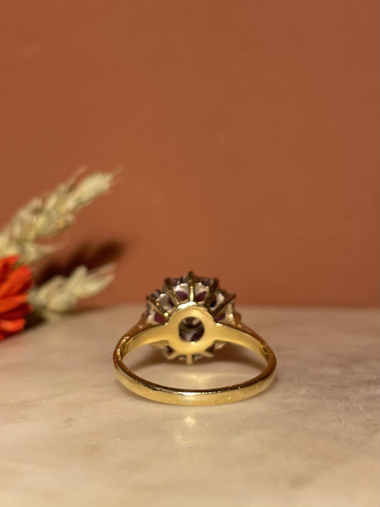 Bague Marguerite Améthystes 1.15 carat & 7 Diamants "Anya" - Elliade Paris