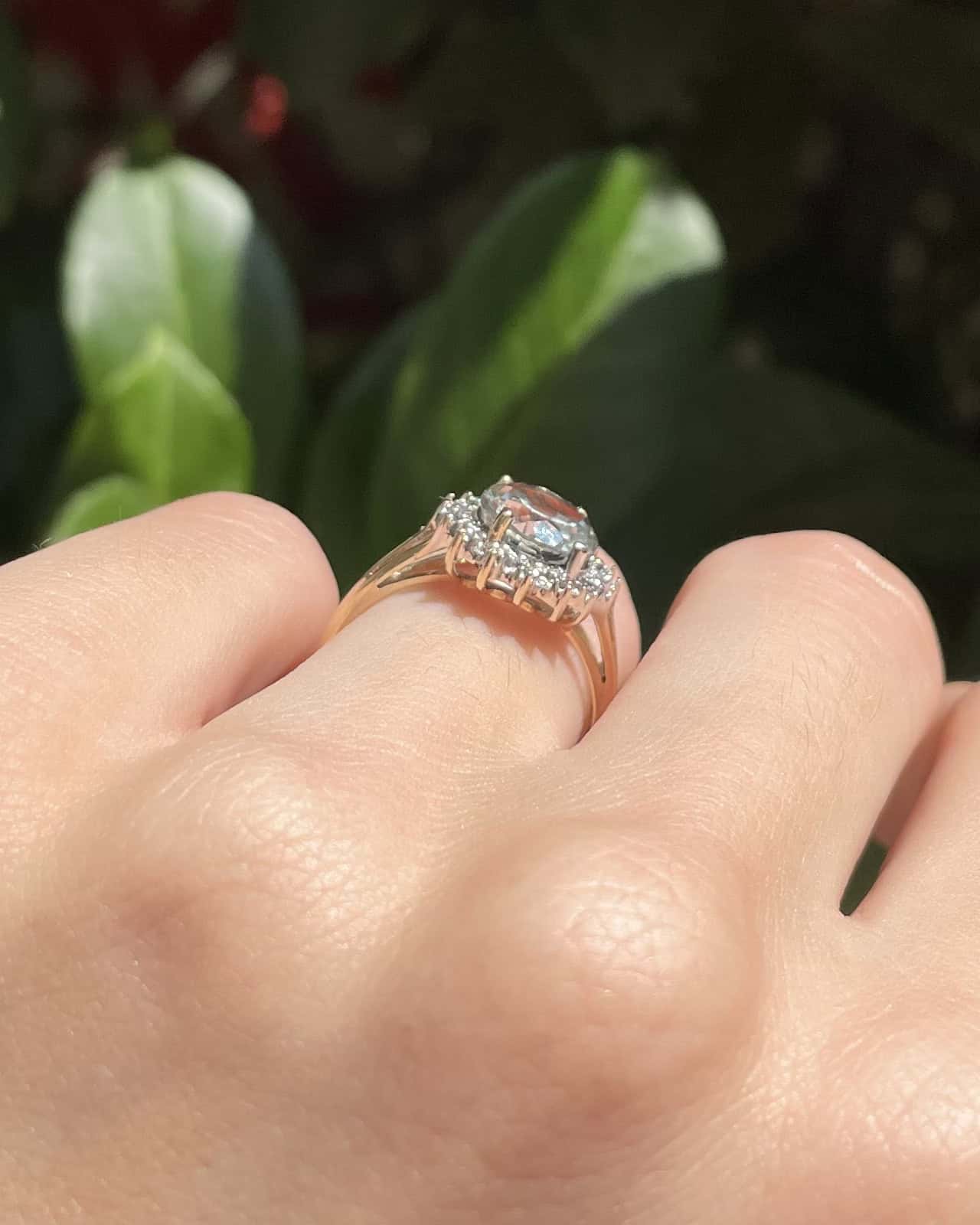 Bague Marguerite Aigue-Marine et Diamants "Jemima"