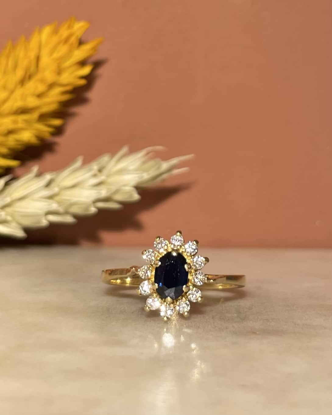 "Floriane" Sapphire & Diamond Daisy Ring