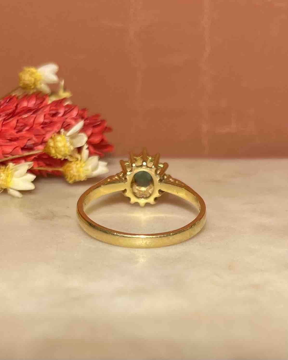 "Lucille" Emerald & Diamond Daisy Ring