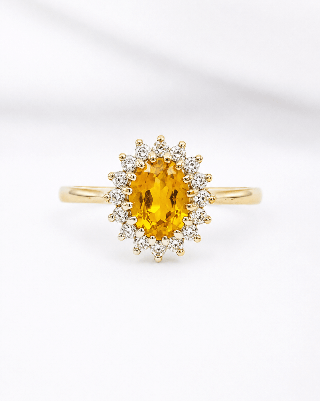 Bague Marguerite Citrine 0.75 carat & Diamants "Sandrine" - Elliade Paris