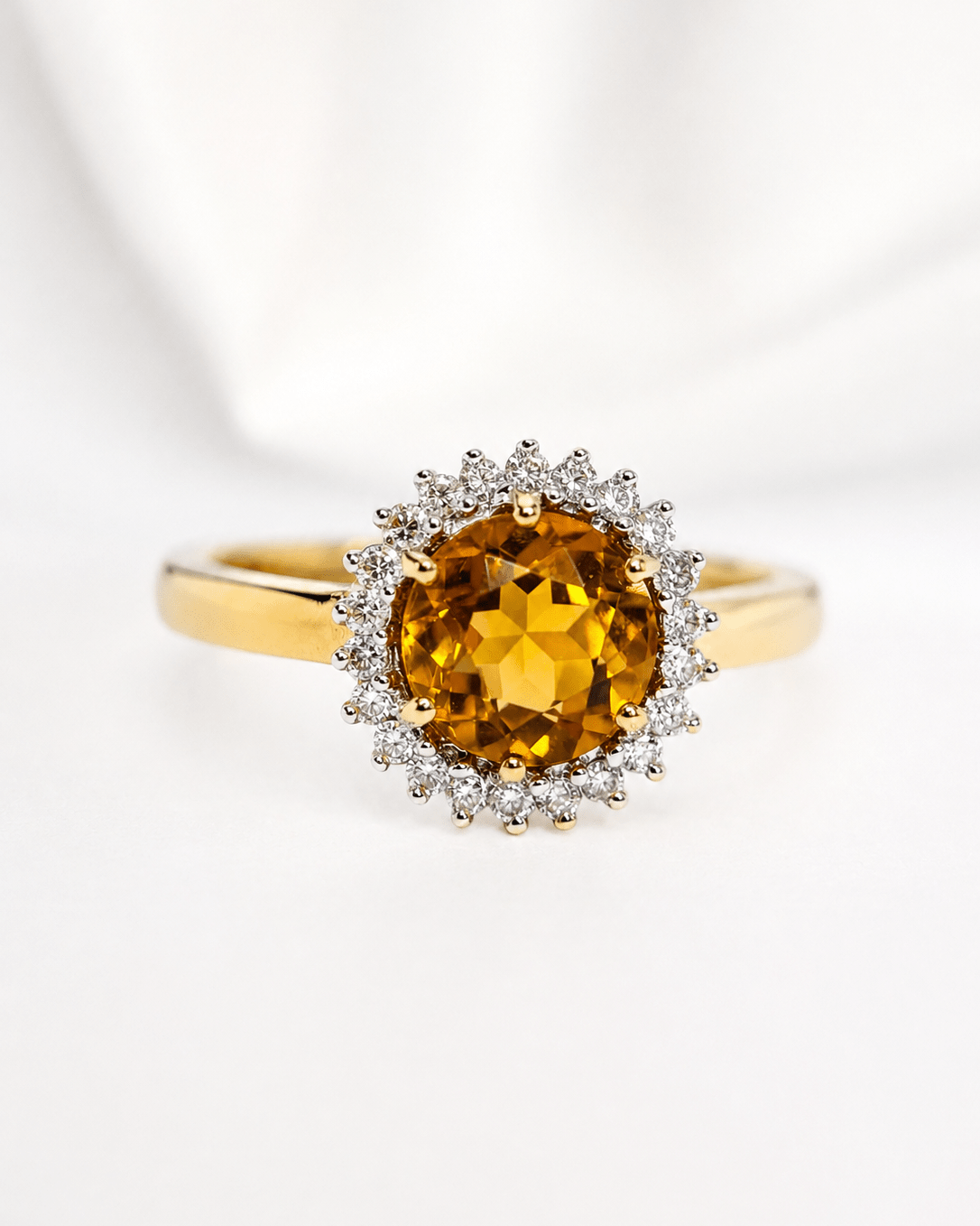Bague Marguerite Citrine 1.85 carat & Diamants 0.44 carat "Bella" - Elliade Paris
