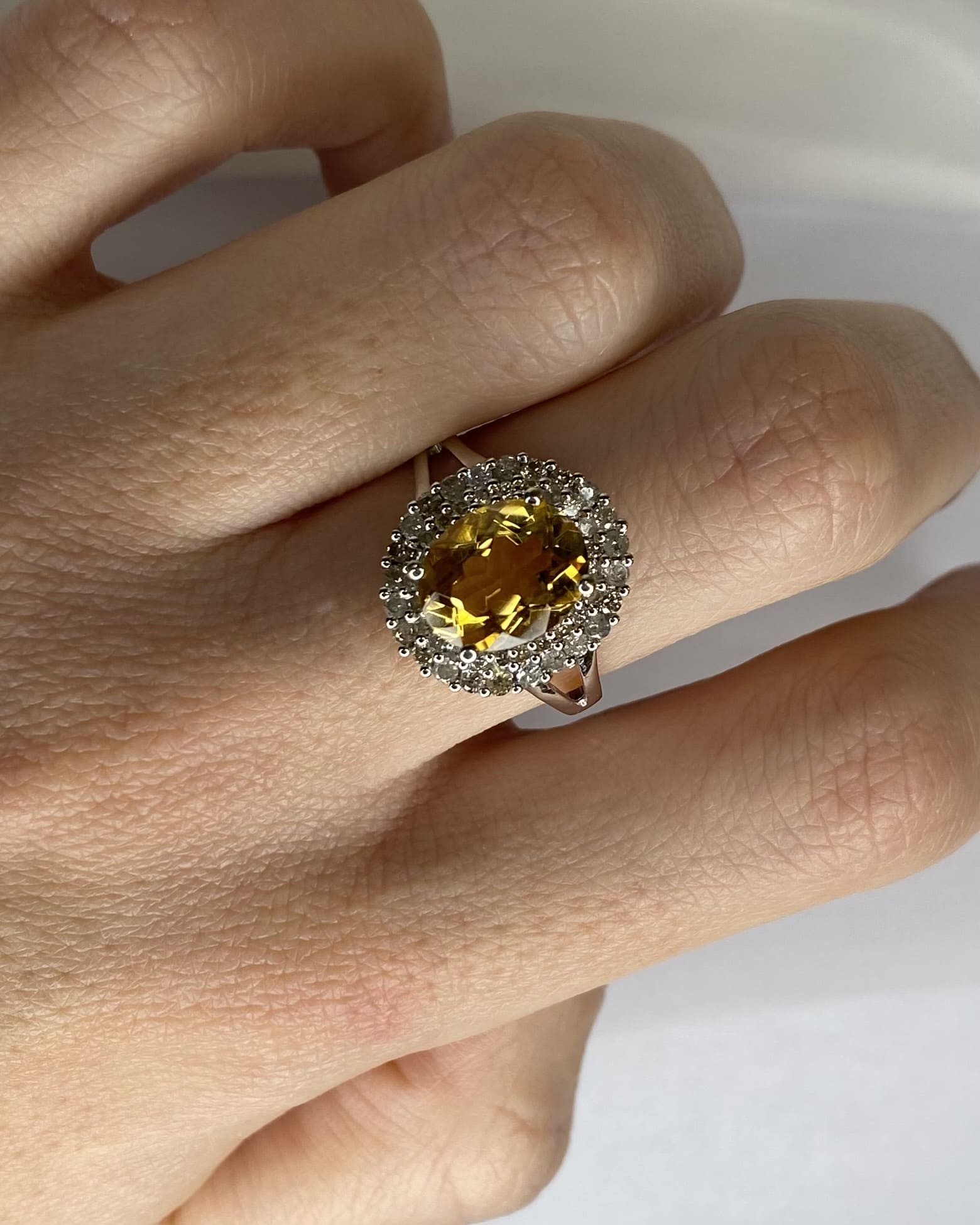 Bague Marguerite Citrine 2.84 carats & 48 Diamants "Sol" - Elliade Paris