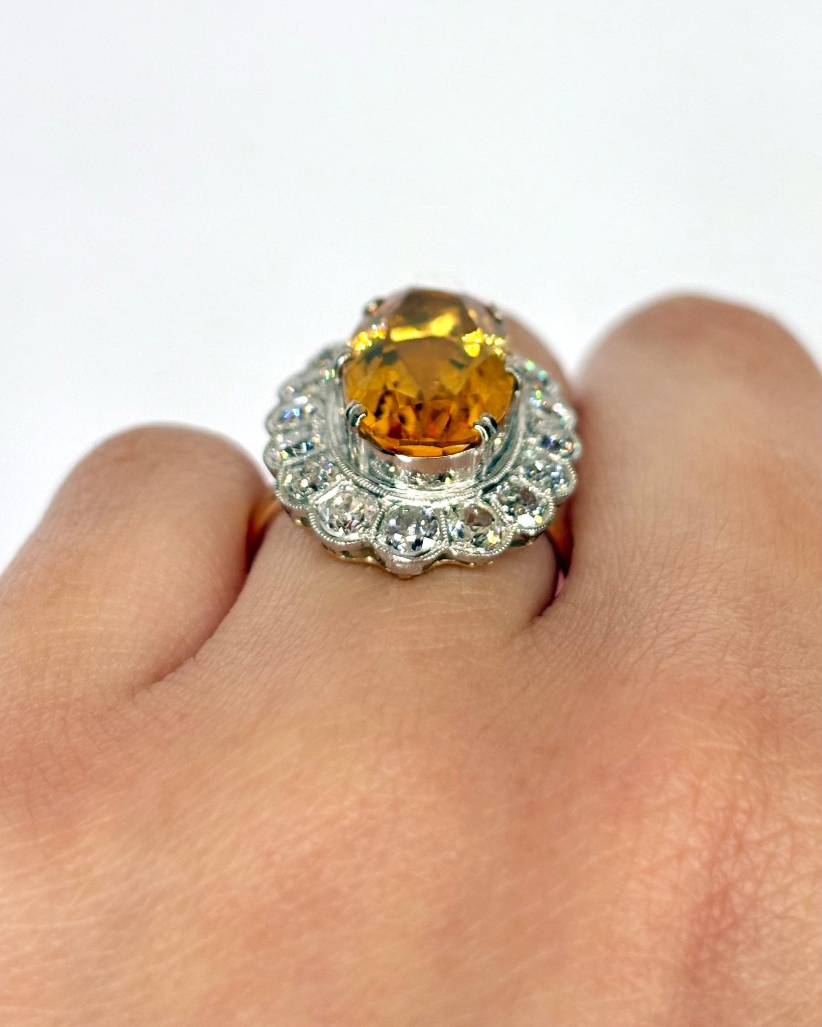 Bague Marguerite Citrine 6 carats & Diamants 1.60 carat "Soumia" - Elliade Paris