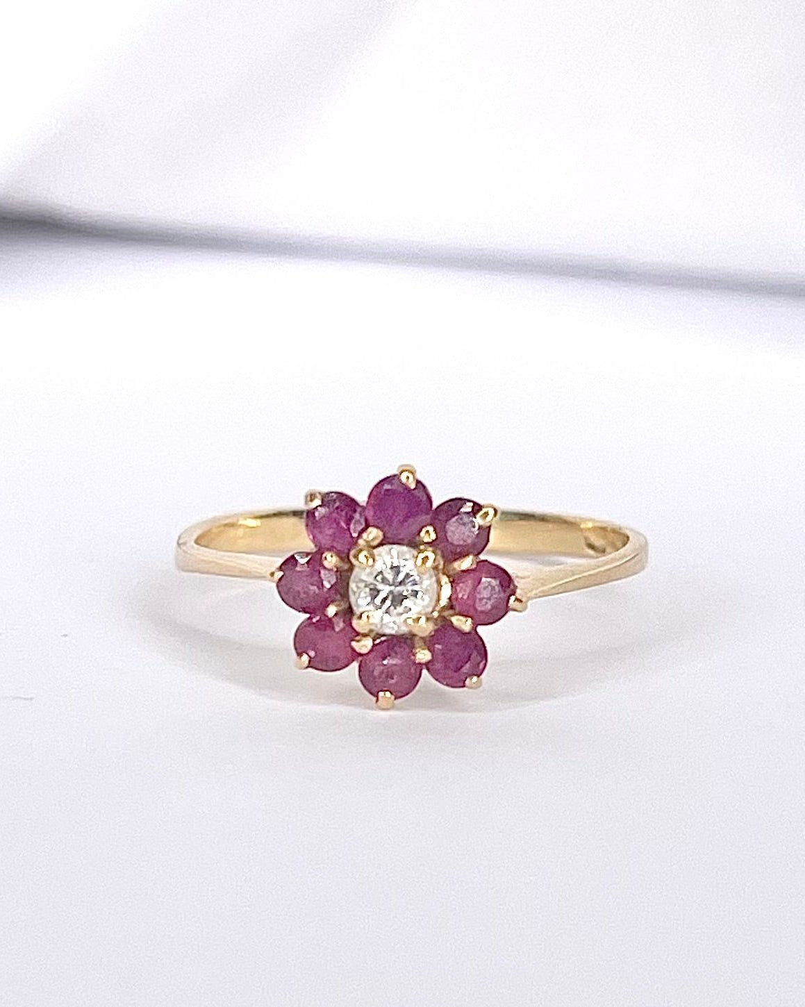 Bague Marguerite Diamant & Rubis 0.32 carat "Alia" - Elliade Paris