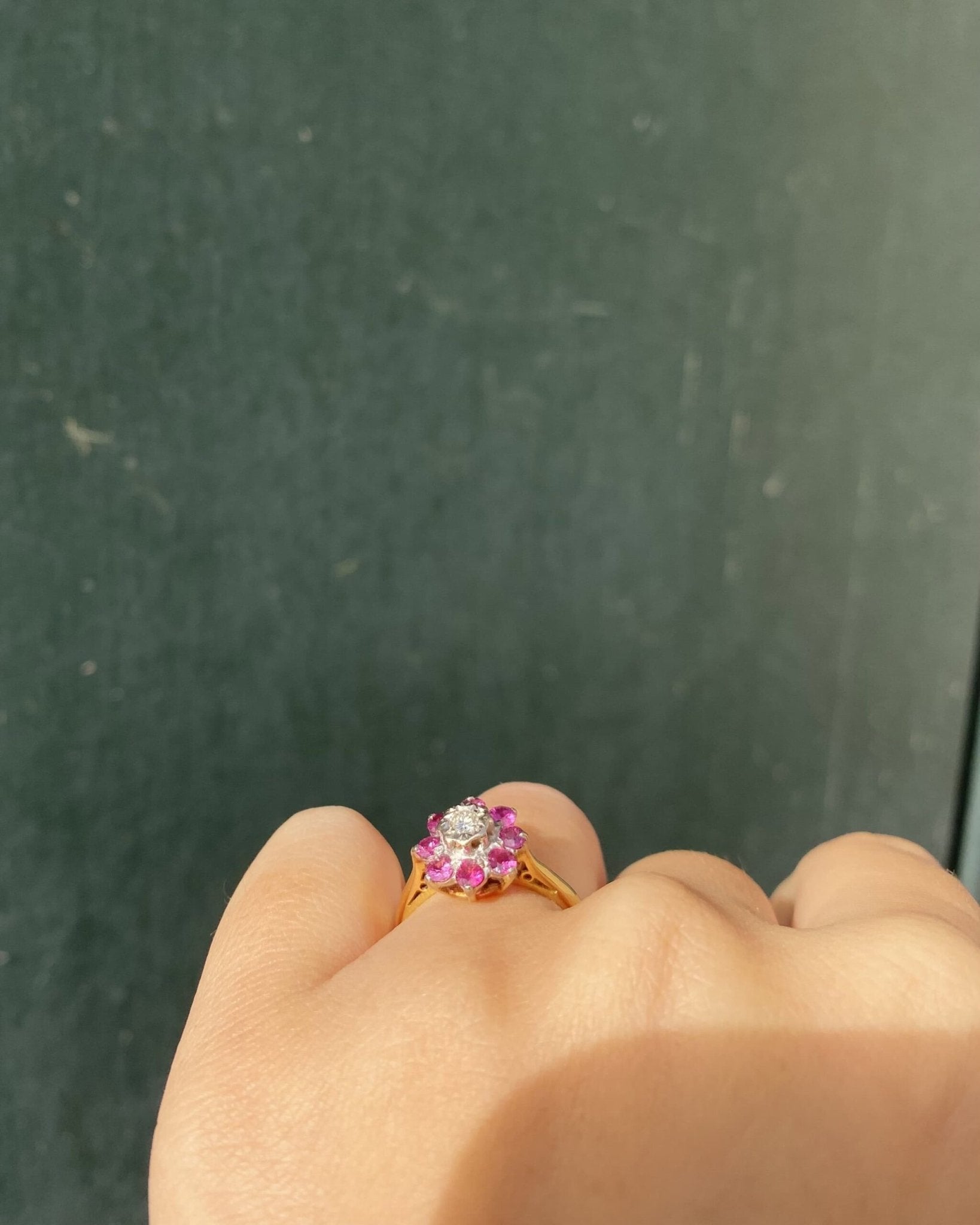 Bague Marguerite Diamant & Rubis "Amira" - Elliade Paris