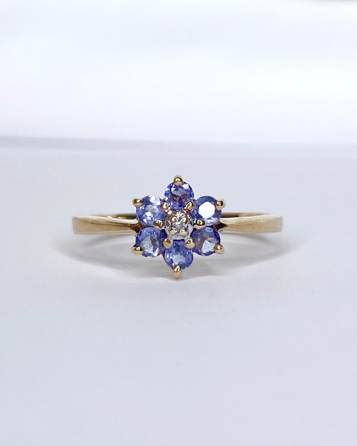Bague Marguerite Diamant & Tanzanites 0.48 carat "Tina" - Elliade Paris