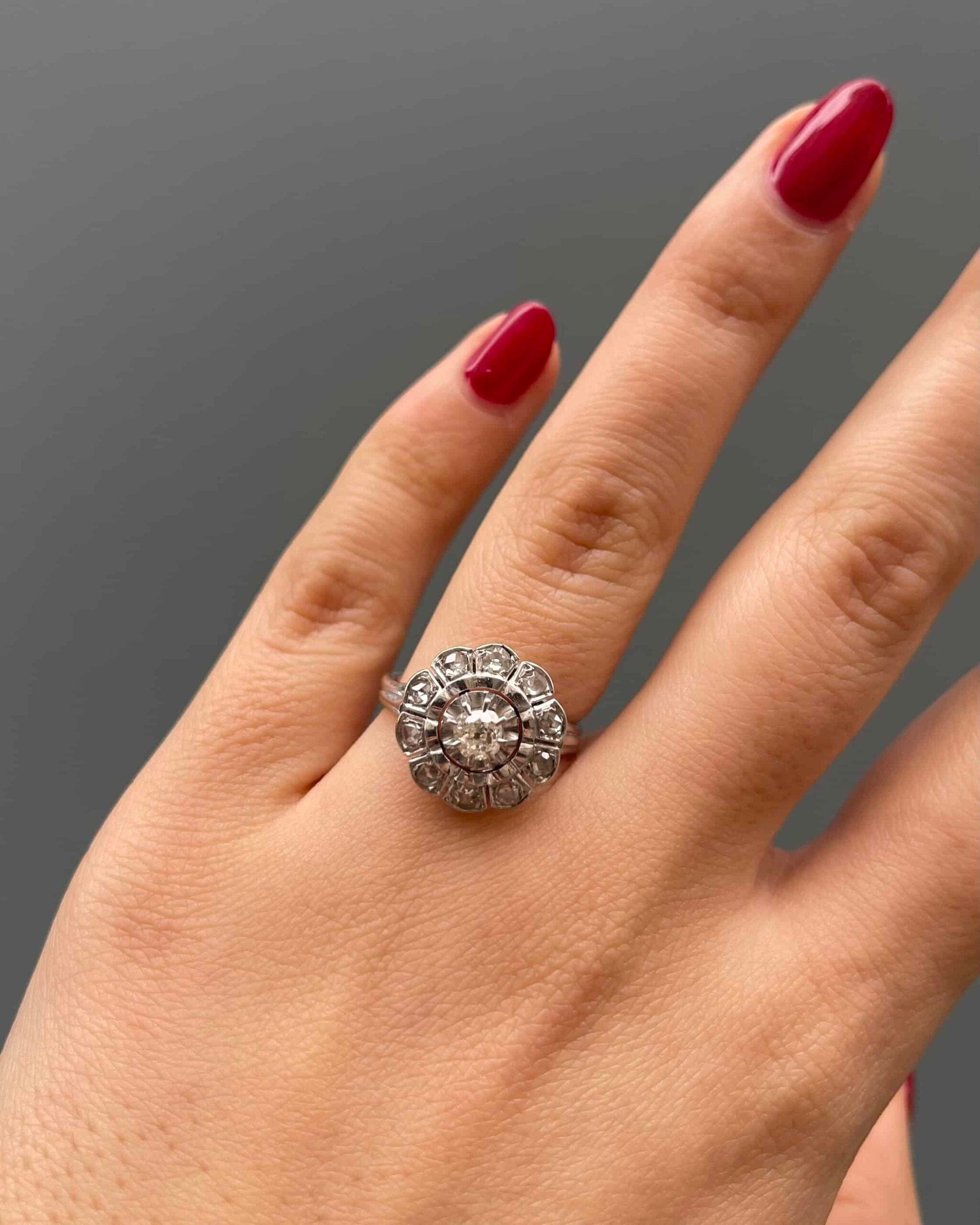 Bague Marguerite Art-Déco Diamants 0.55 carat "Camille" - Elliade Paris