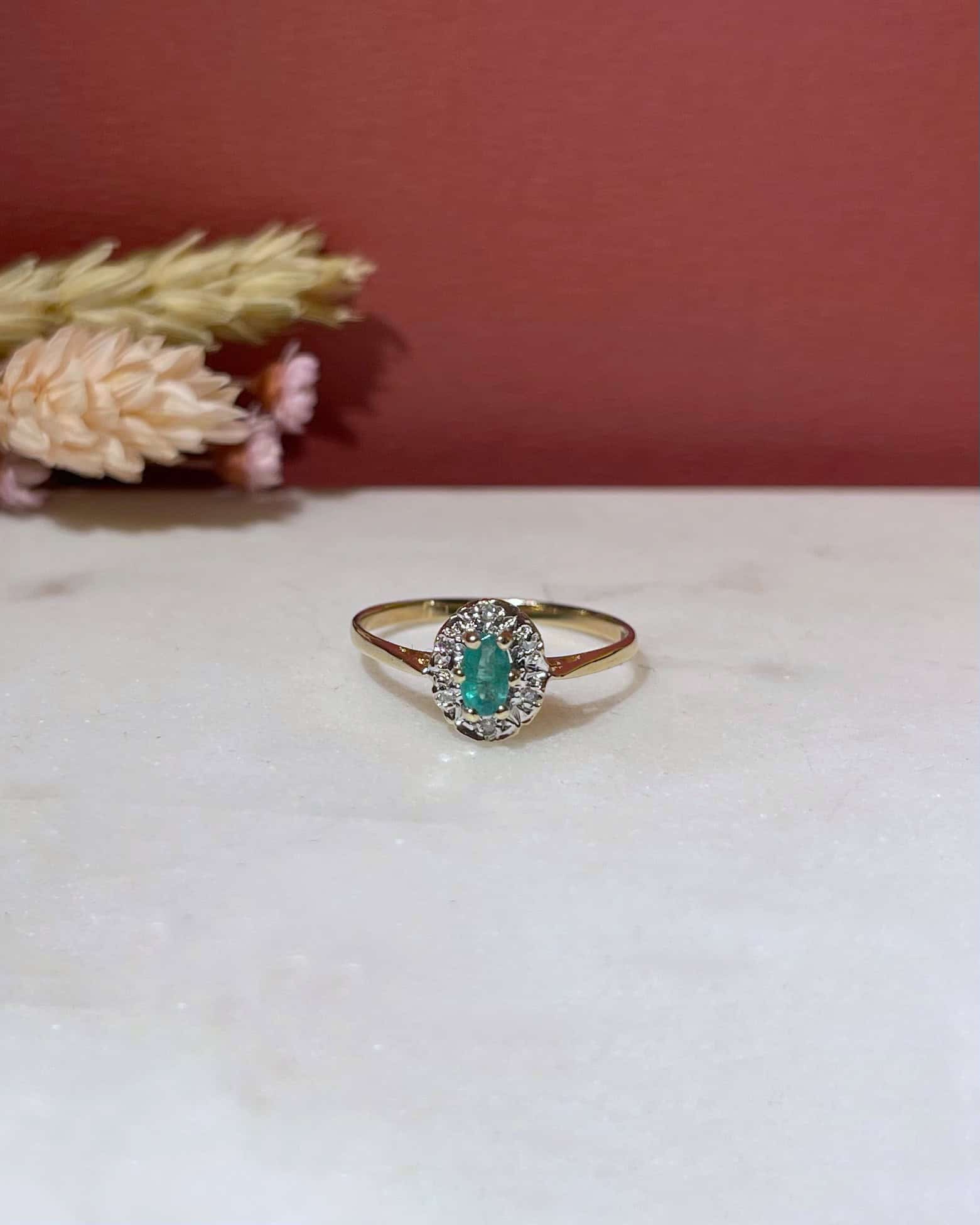 Bague Marguerite Émeraude & Diamants "Lenie"