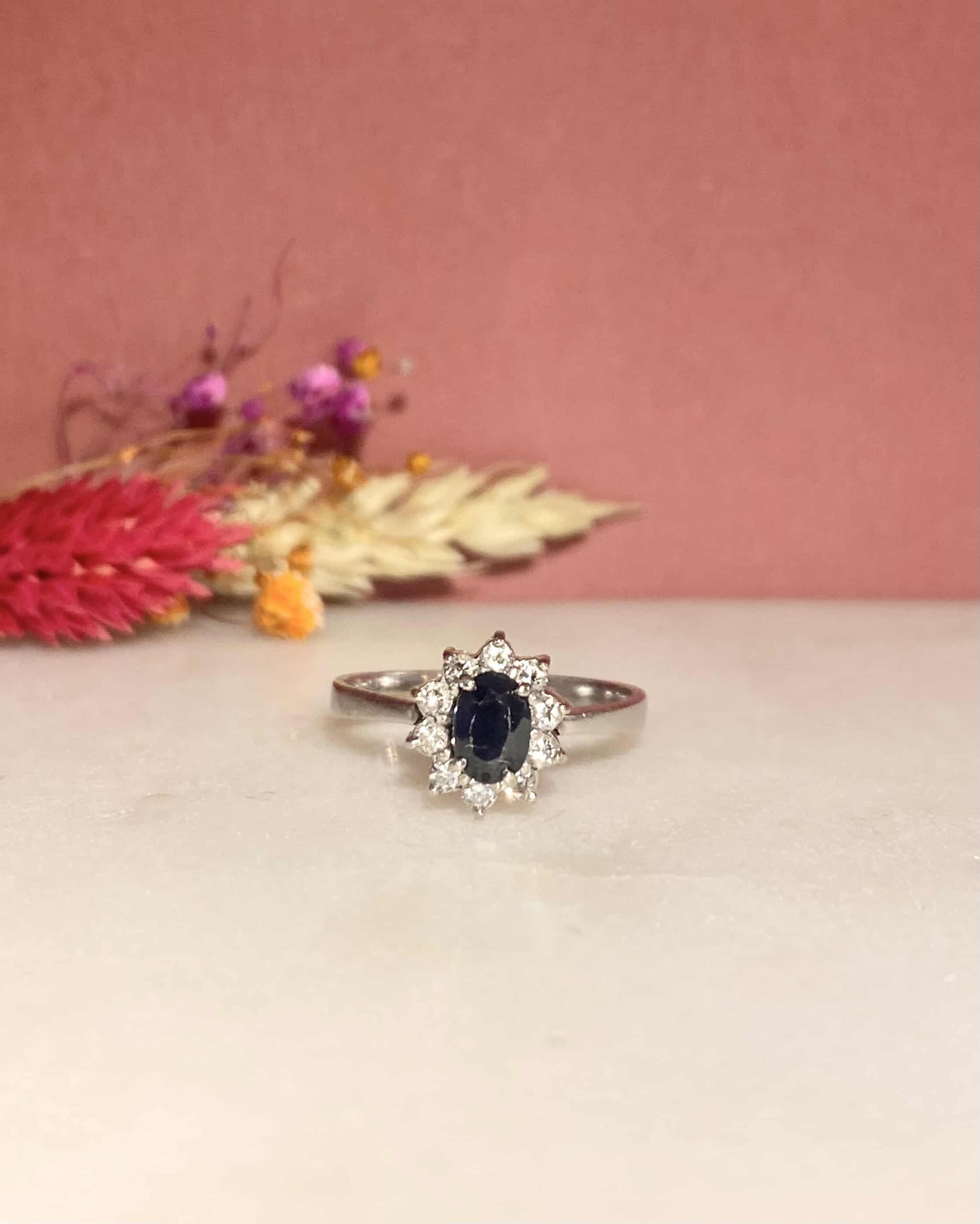 "Delphine" 0.55 carat Sapphire & Diamond Daisy Ring