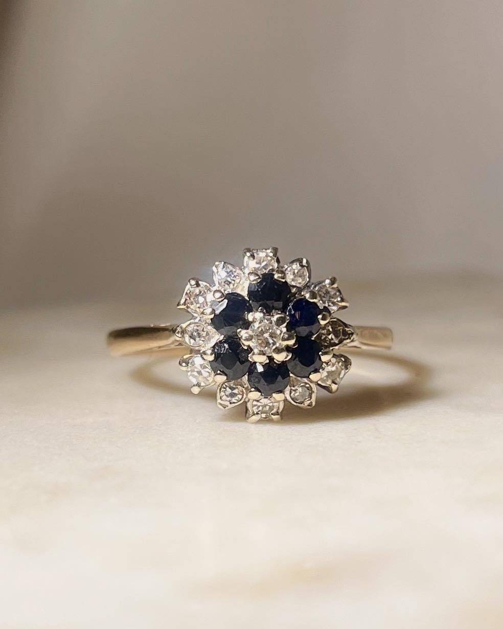 Bague Marguerite Diamants et Saphir "Léolia" - Elliade Paris