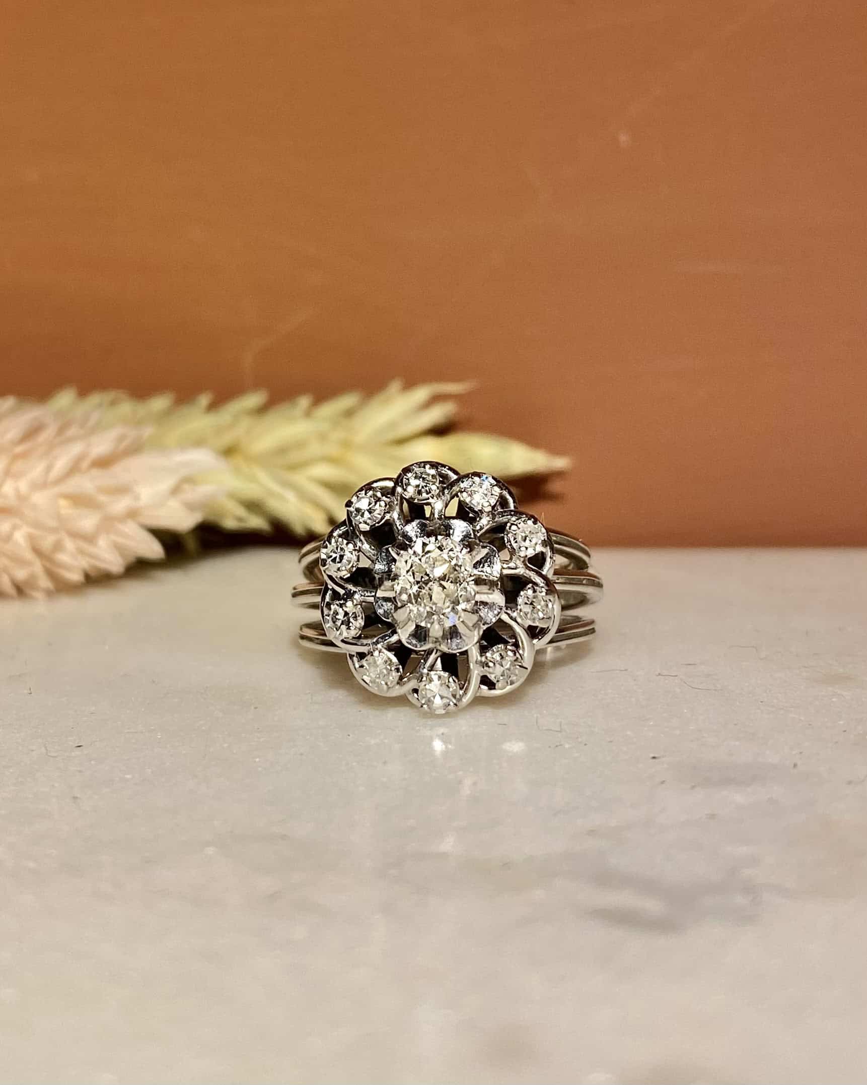 Bague Vintage Marguerite 9 Diamants "Iva"