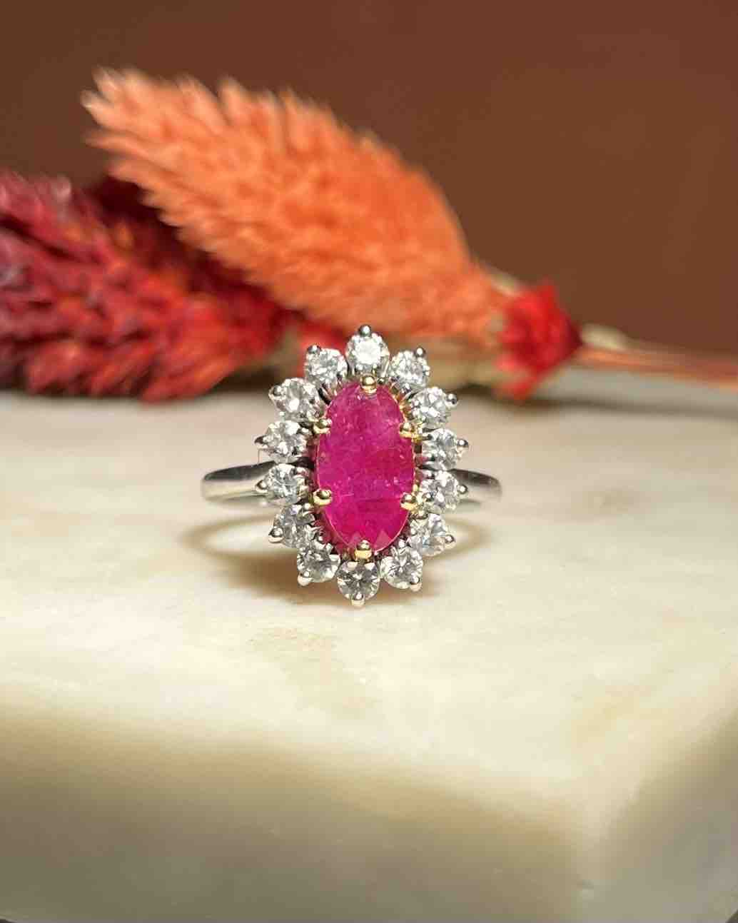 Bague Marguerite Diamants & Rubis "Diane" - Elliade Paris