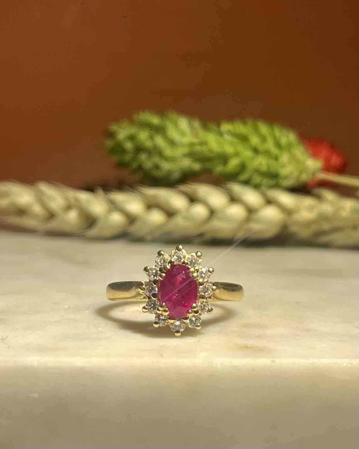 Bague Marguerite Diamants & Rubis "Lorea" - Elliade Paris