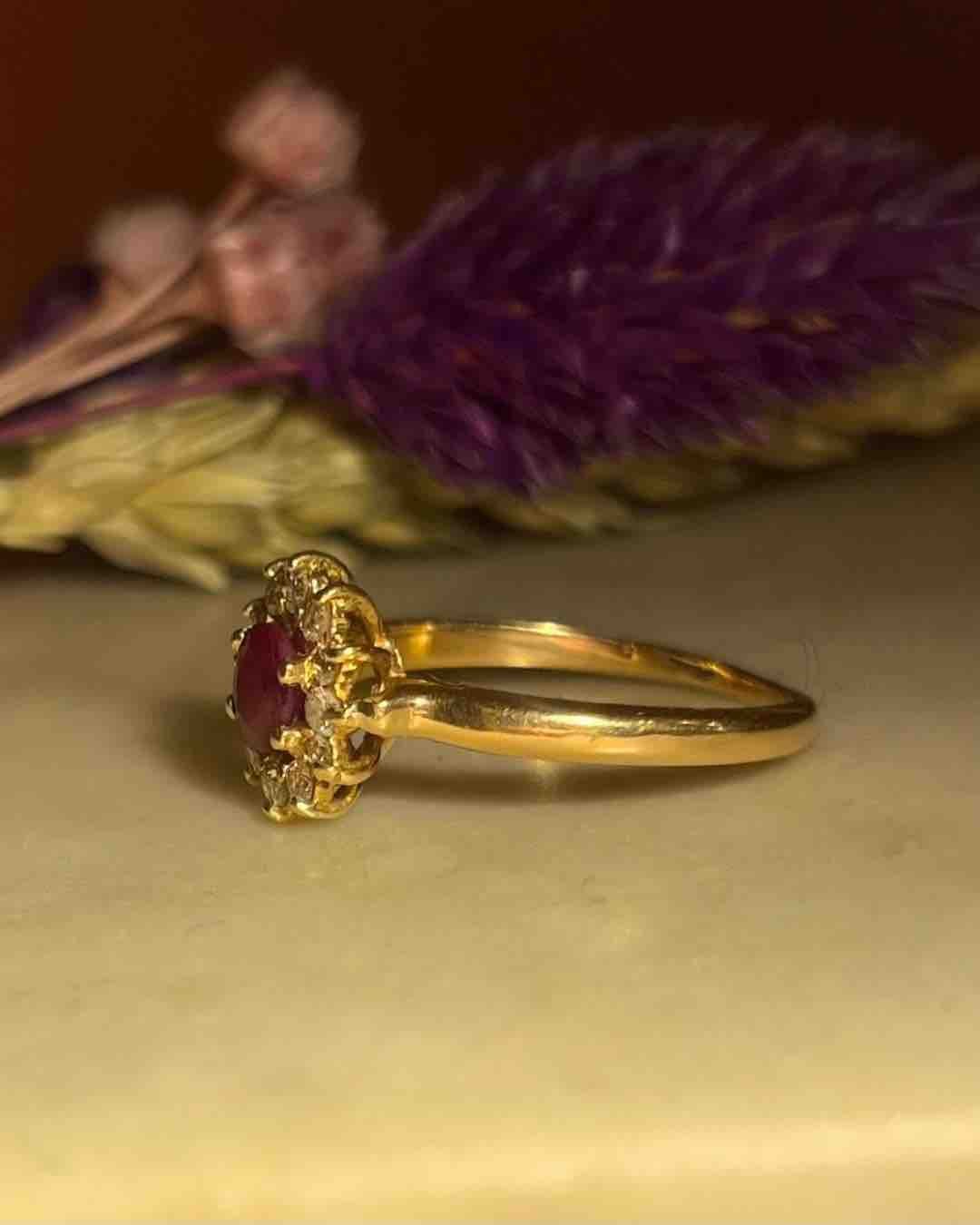Bague Marguerite Diamants & Rubis "Luna" - Elliade Paris