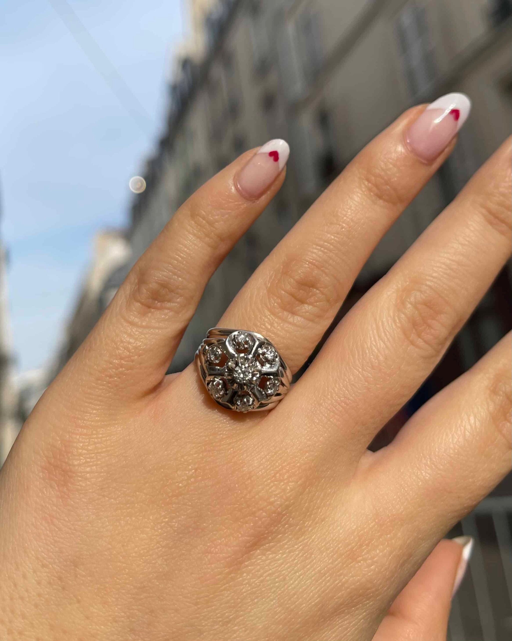 Bague Vintage Marguerite 7 Diamants "Alexia"