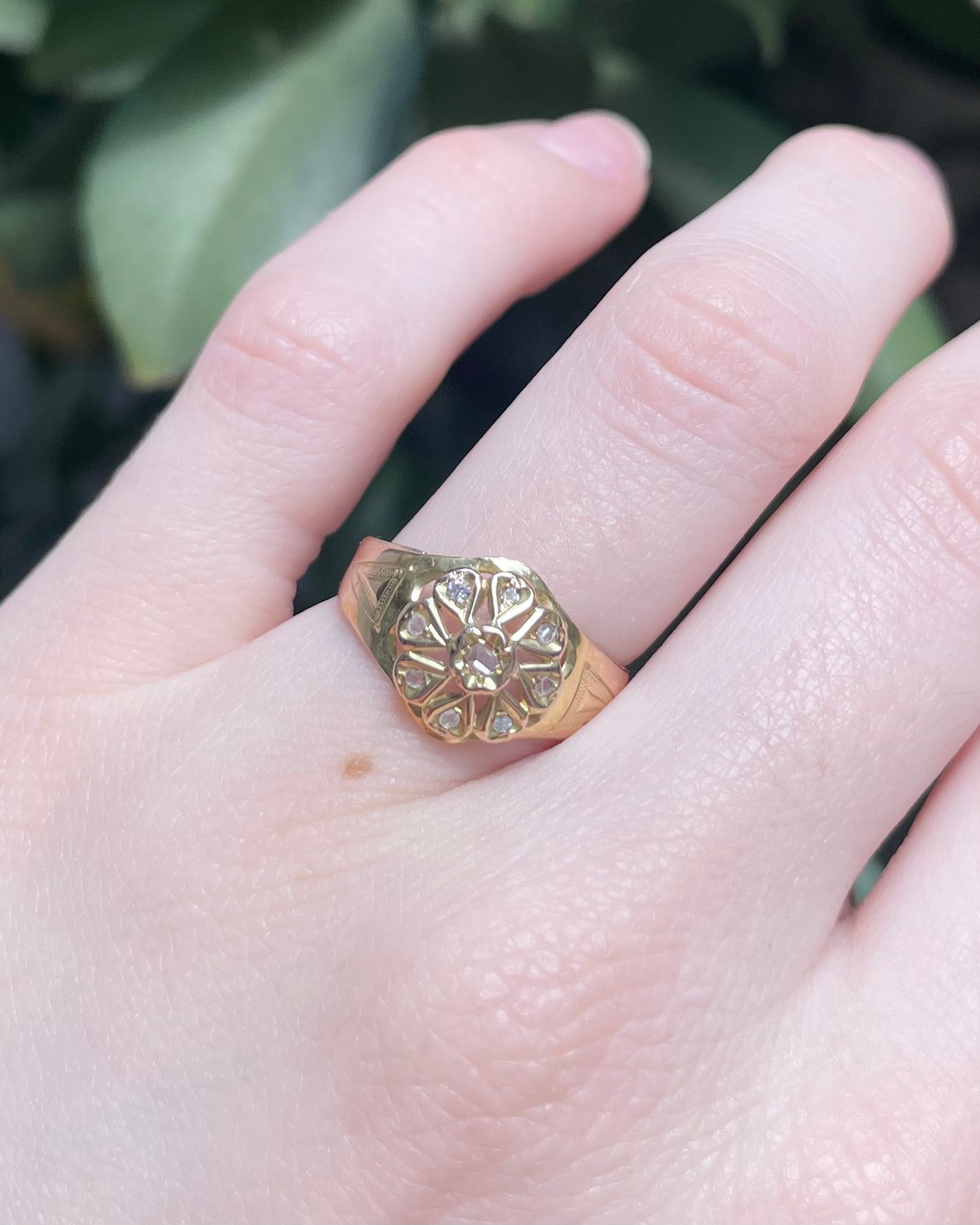 Bague Vintage Art-Déco Fleur Diamants "Léonie"
