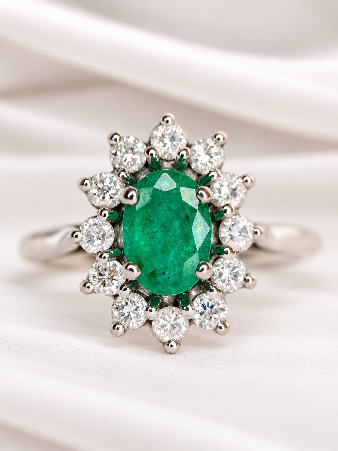 Bague Marguerite Émeraude 0.54 carat & Diamants 0.24 carat "Philomène" - Elliade Paris