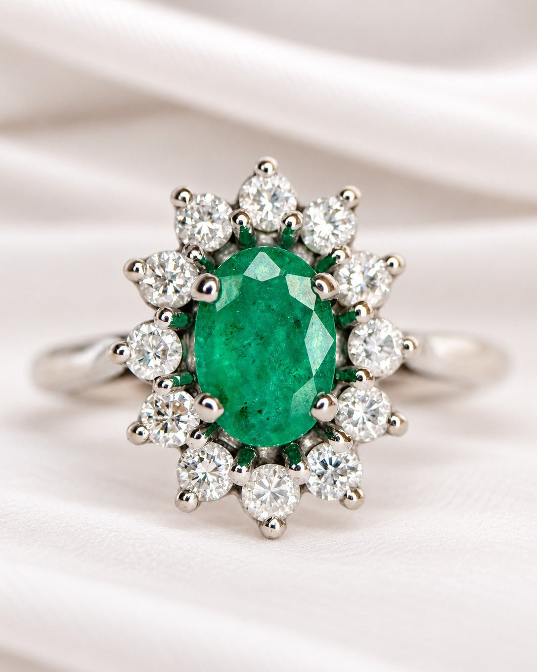 Bague Marguerite Émeraude 0.54 carat & Diamants 0.24 carat "Philomène" - Elliade Paris