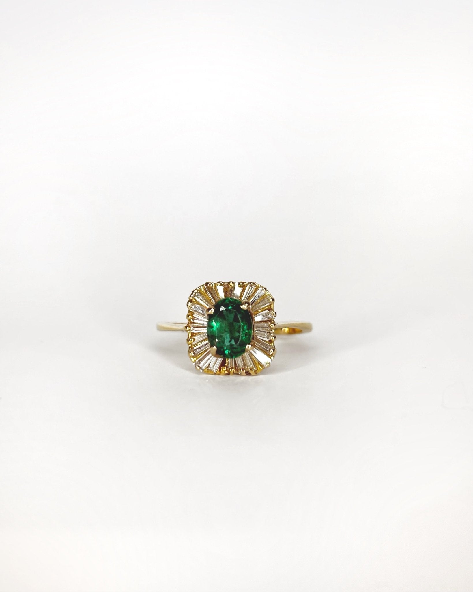 Bague Marguerite Émeraude 0.95 ct & 22 Diamants "Albane" - Elliade Paris