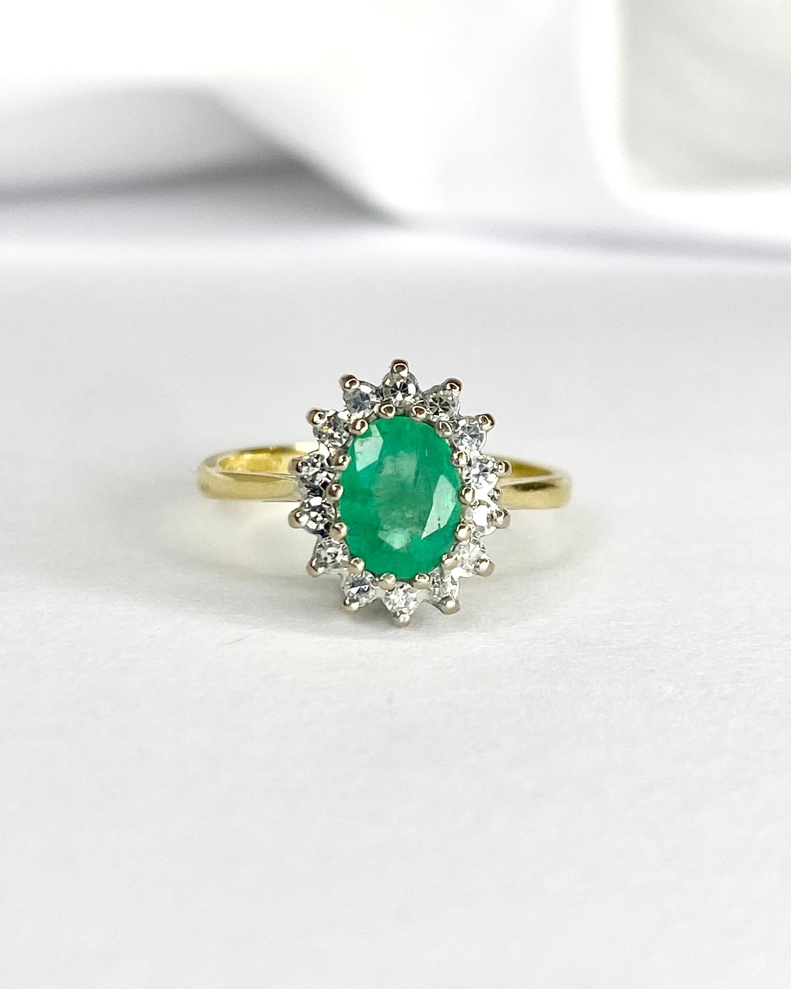 Bague Marguerite Émeraude 1 carat & Diamants "Elina" - Elliade Paris