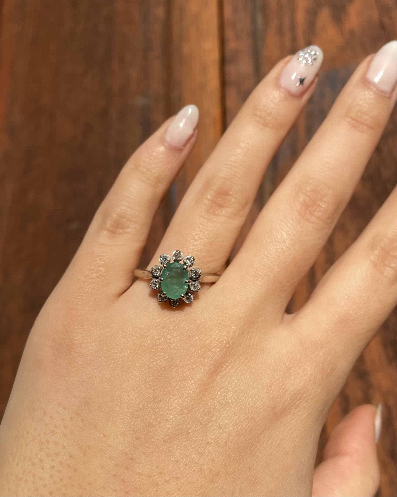 Bague Marguerite Émeraude 1 carat & Diamants "Myvie" - Elliade Paris