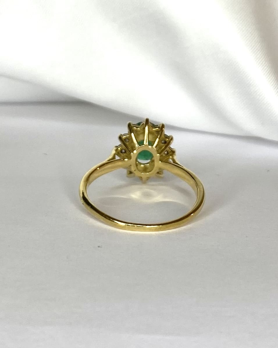 Bague Marguerite Émeraude 1.11 carat & Diamants 0.48 carat "Maja" - Elliade Paris