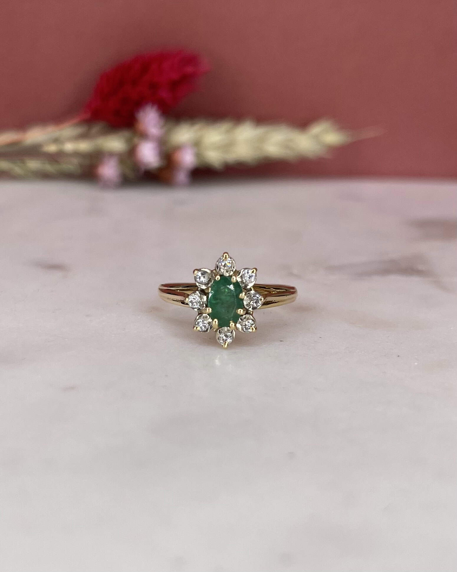 Bague Marguerite Émeraude & Diamants "Aya" - Elliade Paris