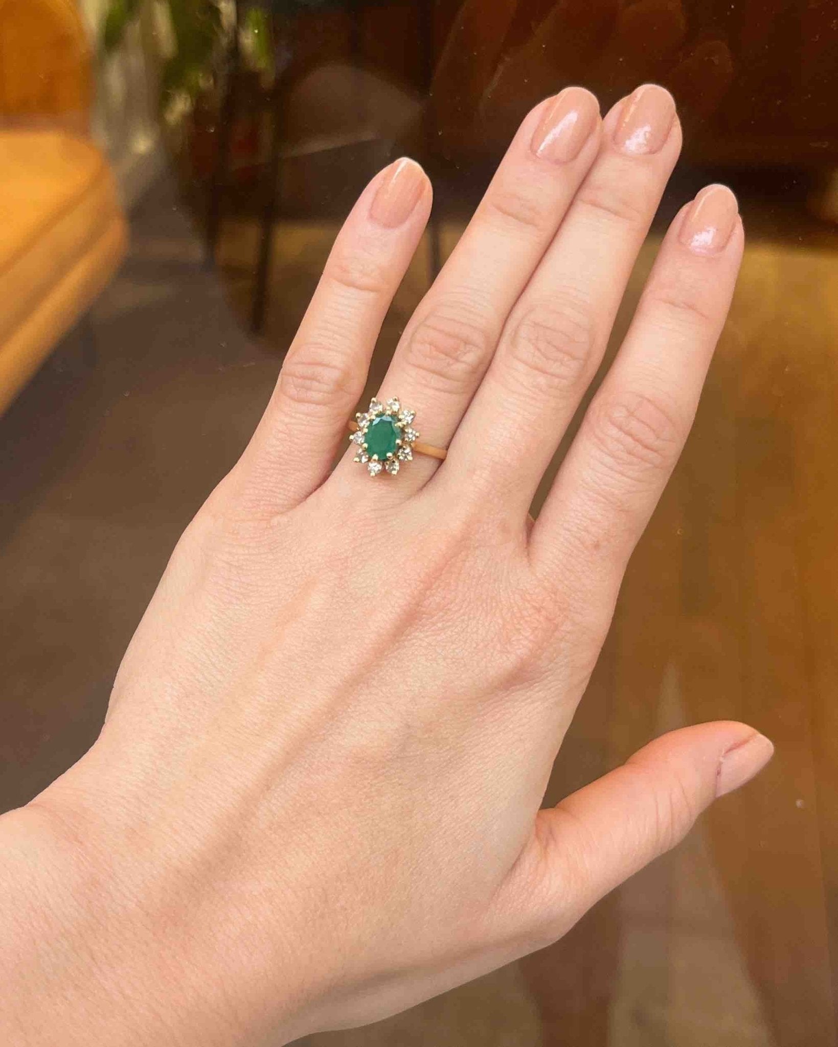 Bague Marguerite émeraude & diamants "Evana" - Elliade Paris