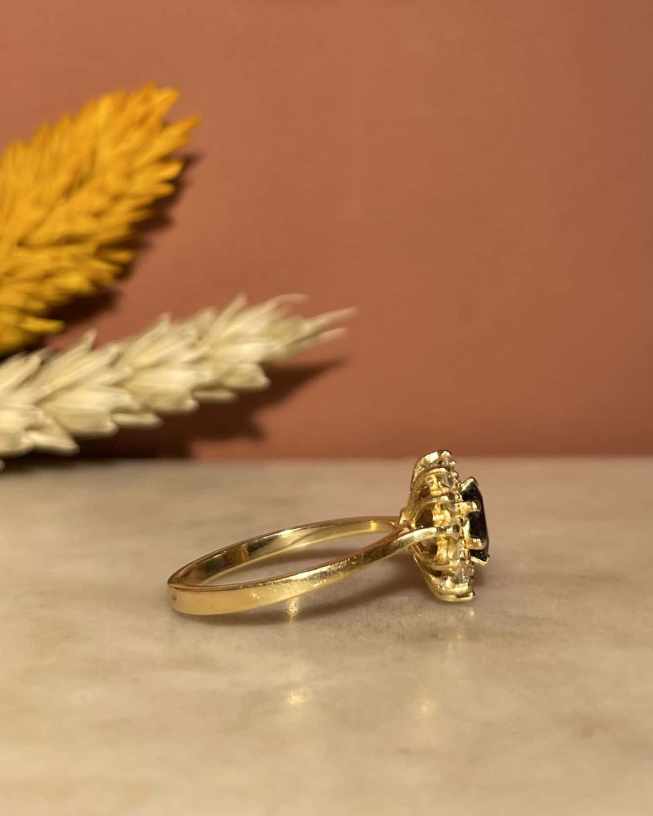 "Floriane" Sapphire & Diamond Daisy Ring